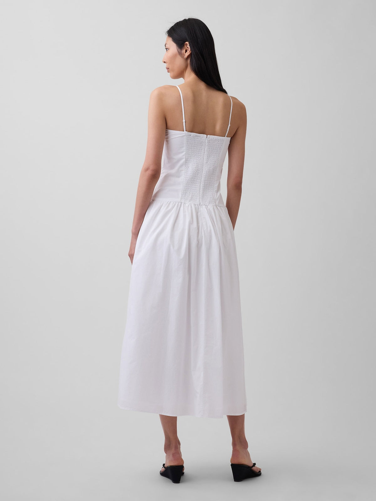 Kırmızı Poplin Drop-waist Maxi Elbise