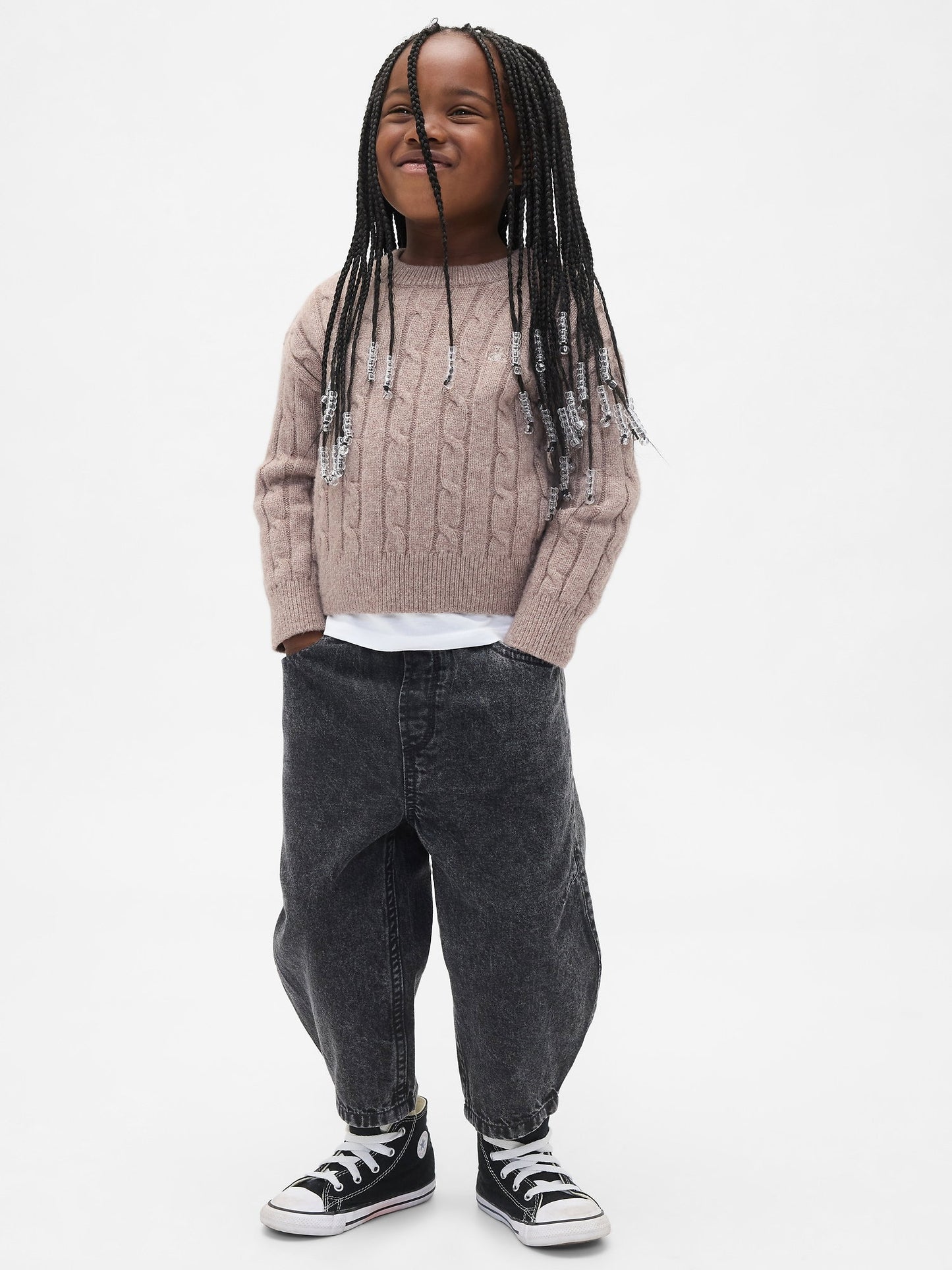 Bej Pull-on Barrel Jean Pantolon