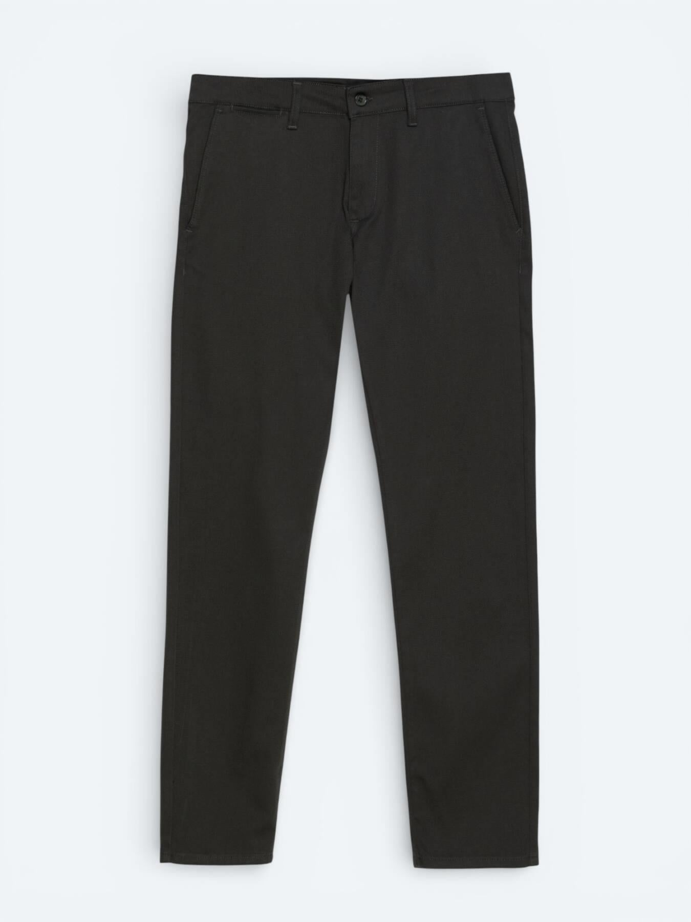 Haki Düz Dokuma Regular Fit Casual Pamuk Karışımlı Pantolon