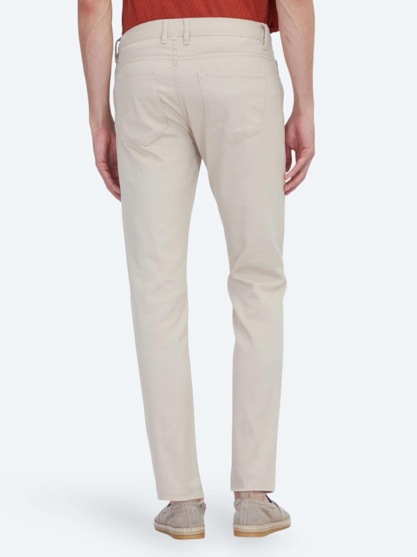 Bej Düz Dokuma Slim Fit Casual Pamuk Karışımlı Pantolon