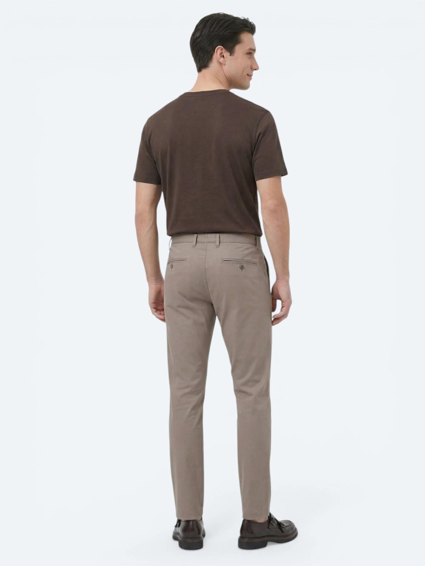 Vizon Düz Dokuma Slim Fit Casual Pamuk Karışımlı Pantolon
