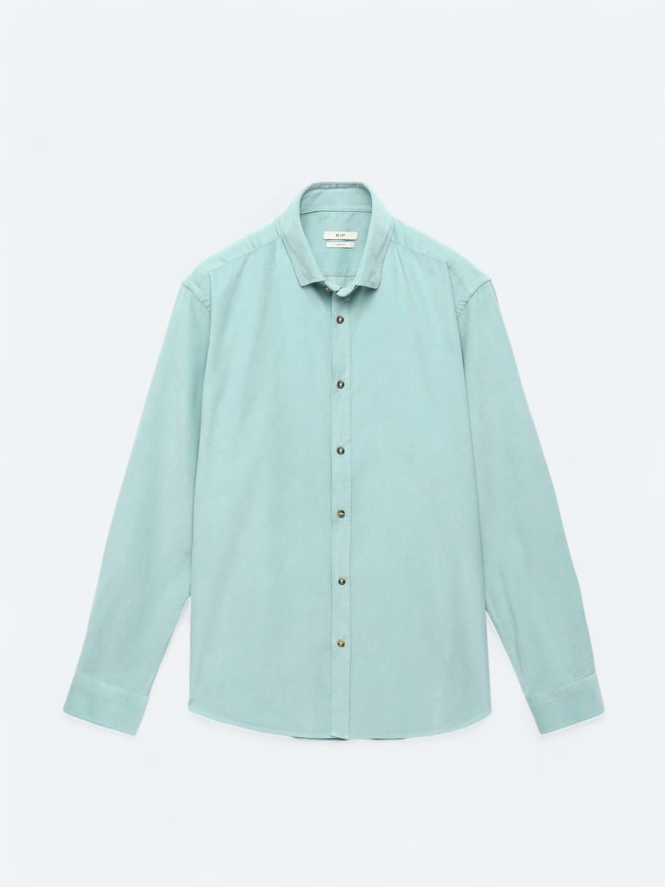 Mint Fitilli Regular Fit Uzun Dokuma Kadife Casual %100 Pamuk Gömlek