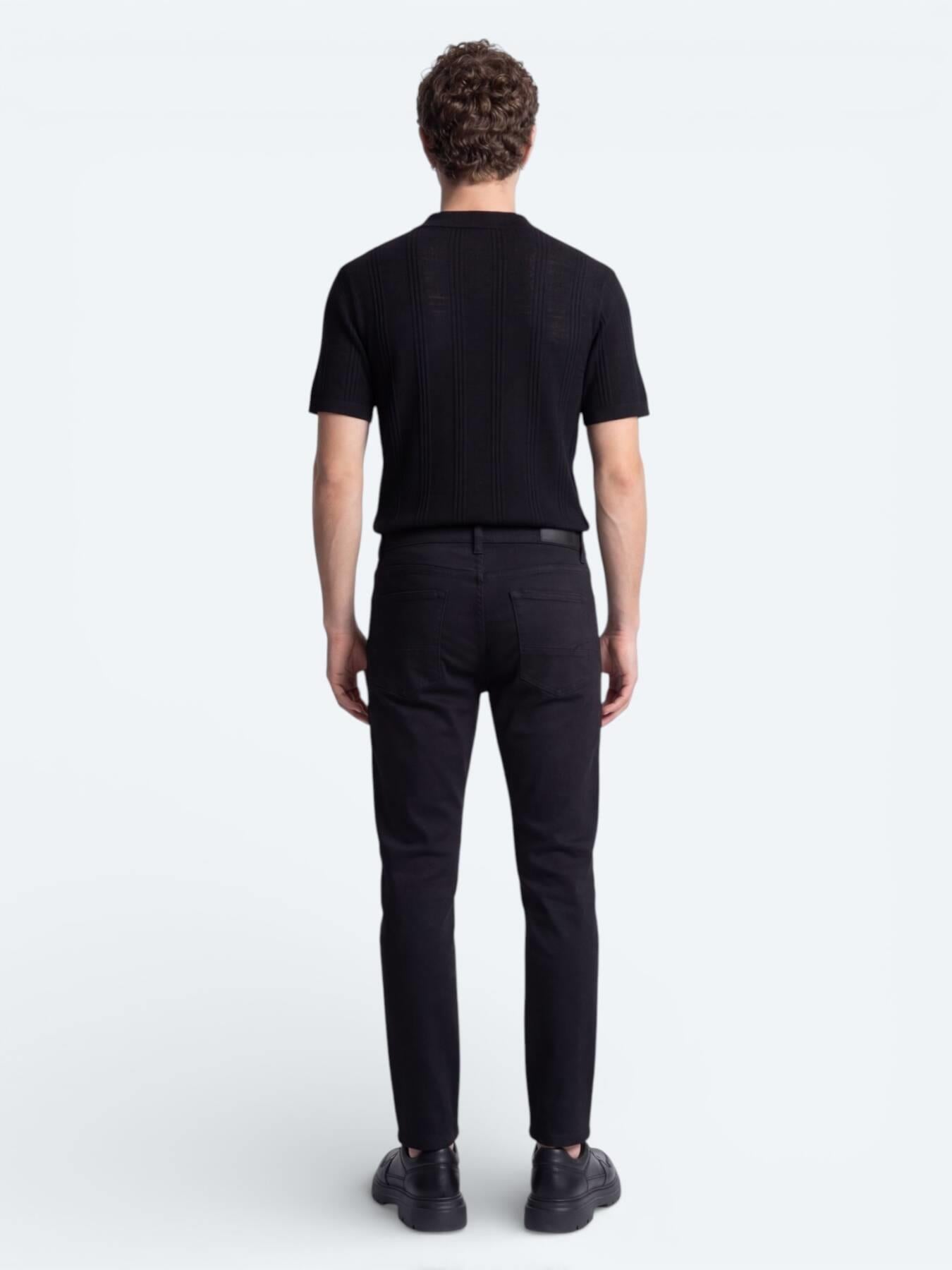 Siyah Slim Fit Denim Pamuk Karışımlı Pantolon