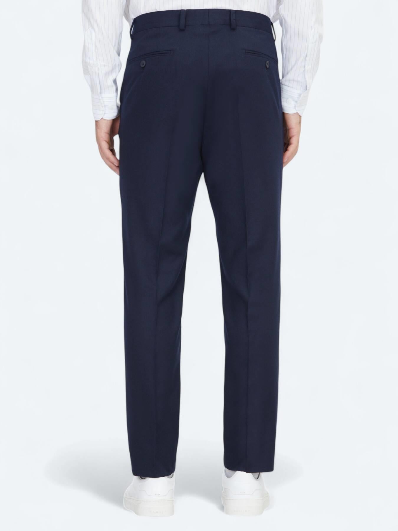 Lacivert Düz Dokuma Fitted Fit Klasik Pantolon