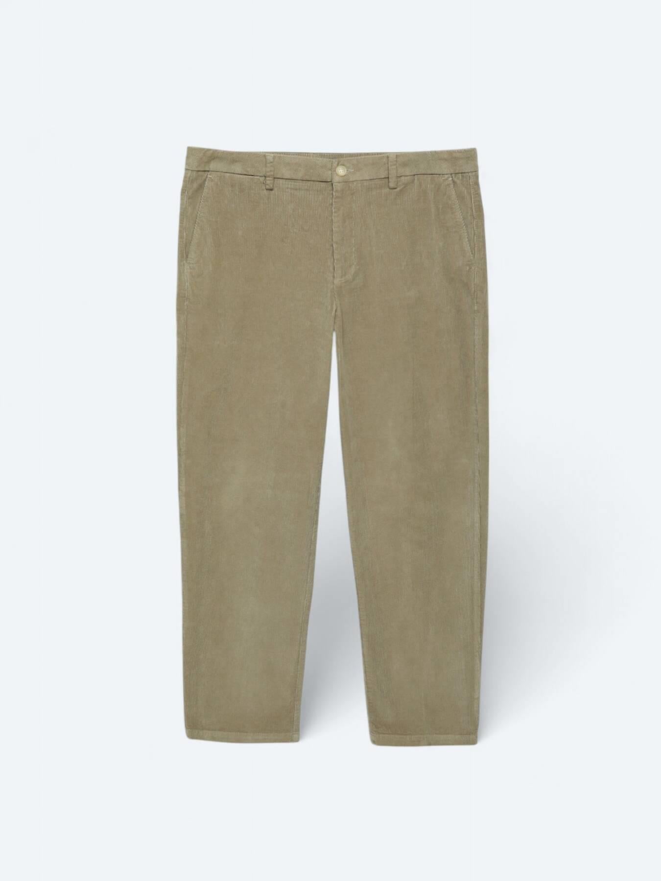 Bej Dokuma Loose Fit Kadife Casual Pamuk Karışımlı Pantolon