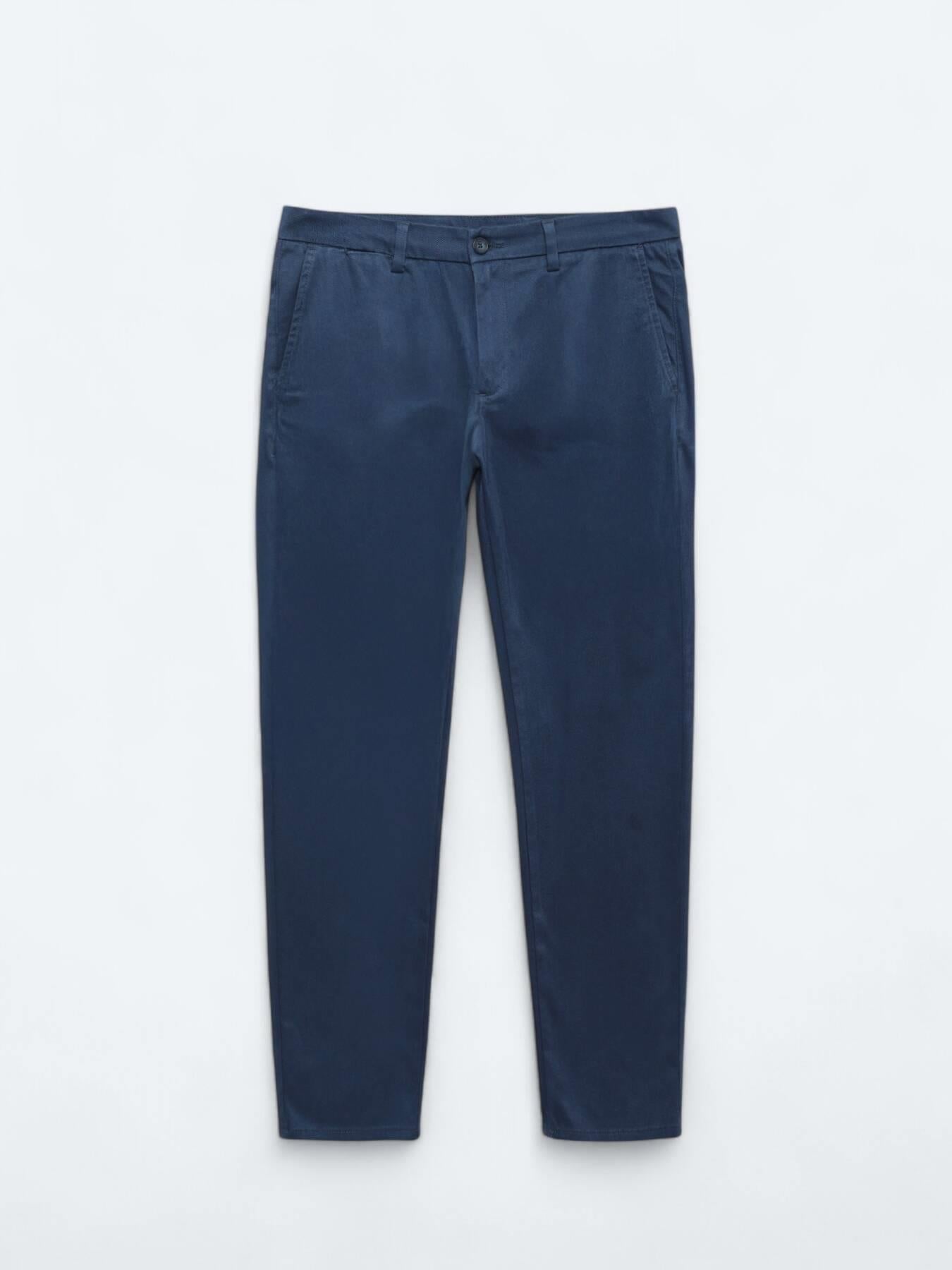 Koyu Mavi Dokuma Regular Fit Casual Pamuk Karışımlı Pantolon