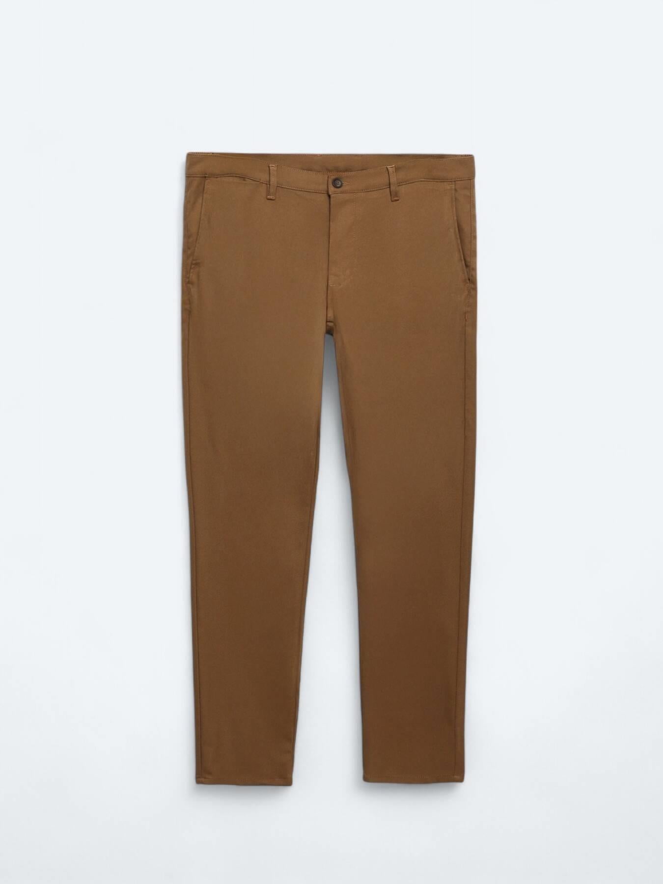Kahverengi Dokuma Slim Fit Casual Pantolon