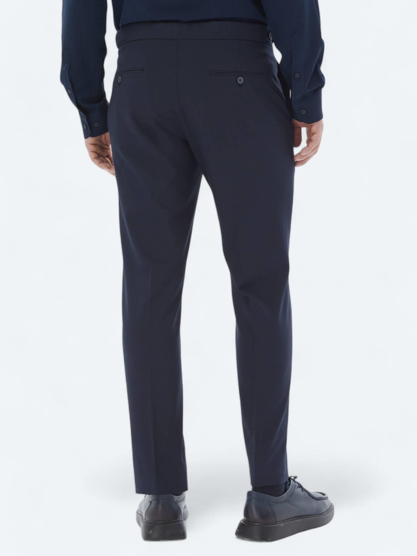 Lacivert Dokuma Regular Fit Casual Pantolon
