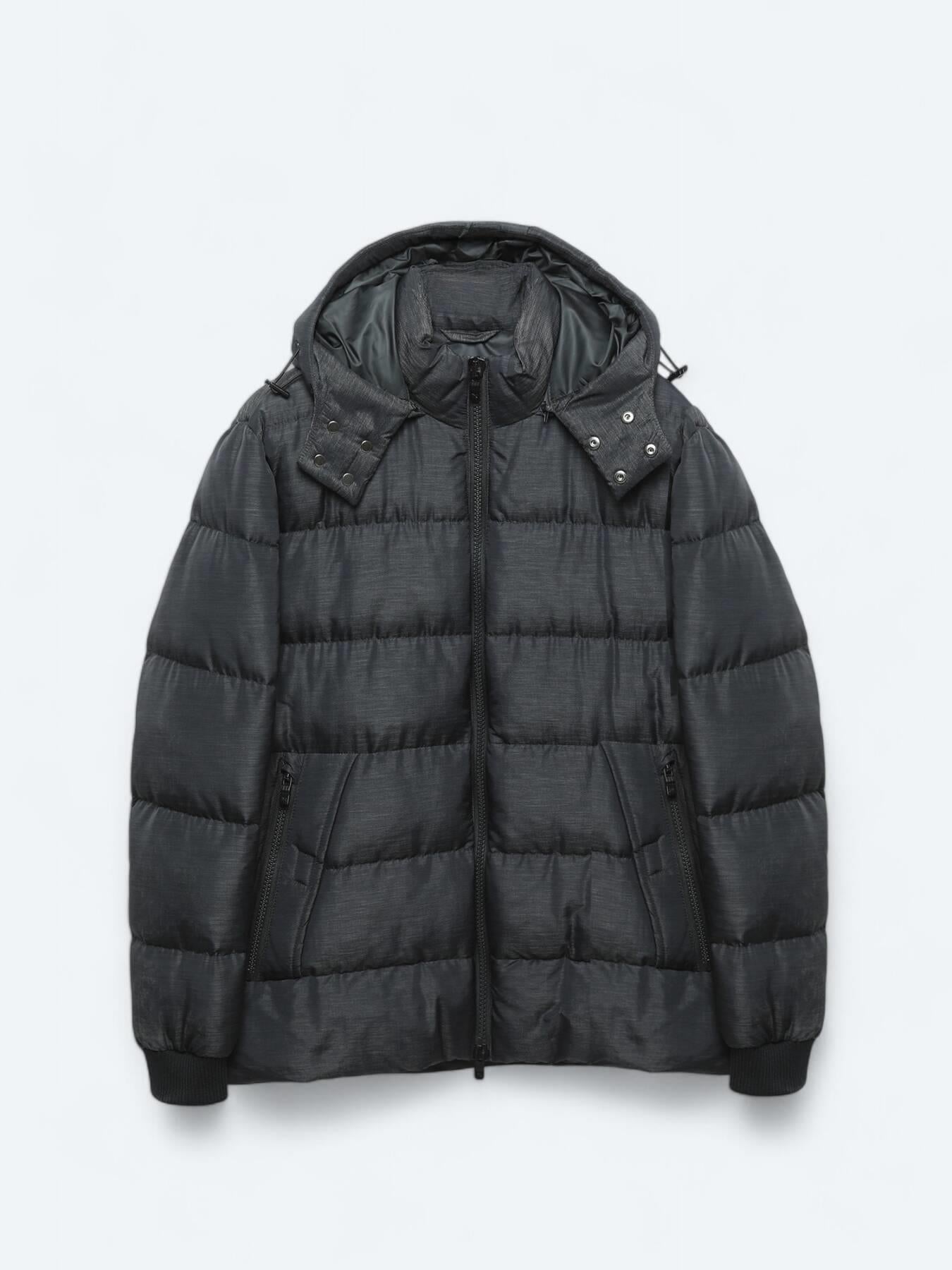 Lacivert Regular Fit Kapüşonlu Casual Dokuma Mont