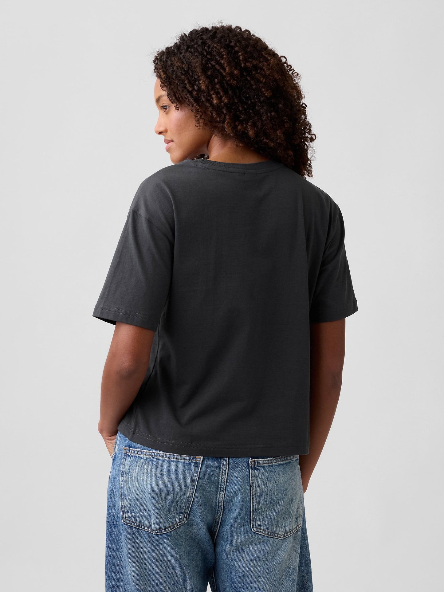 Koyu Gri Peanuts Oversized Gap Logo T-shirt
