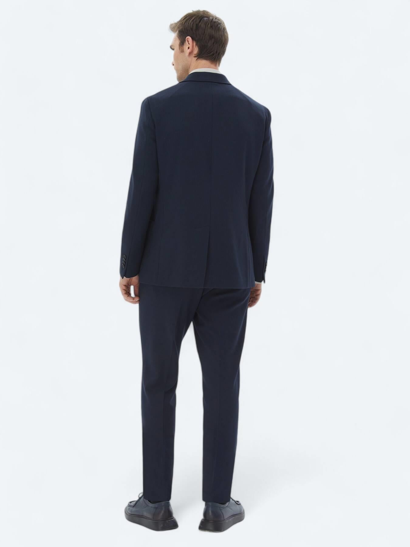 Lacivert Desenli Modern Fit Takım Elbise