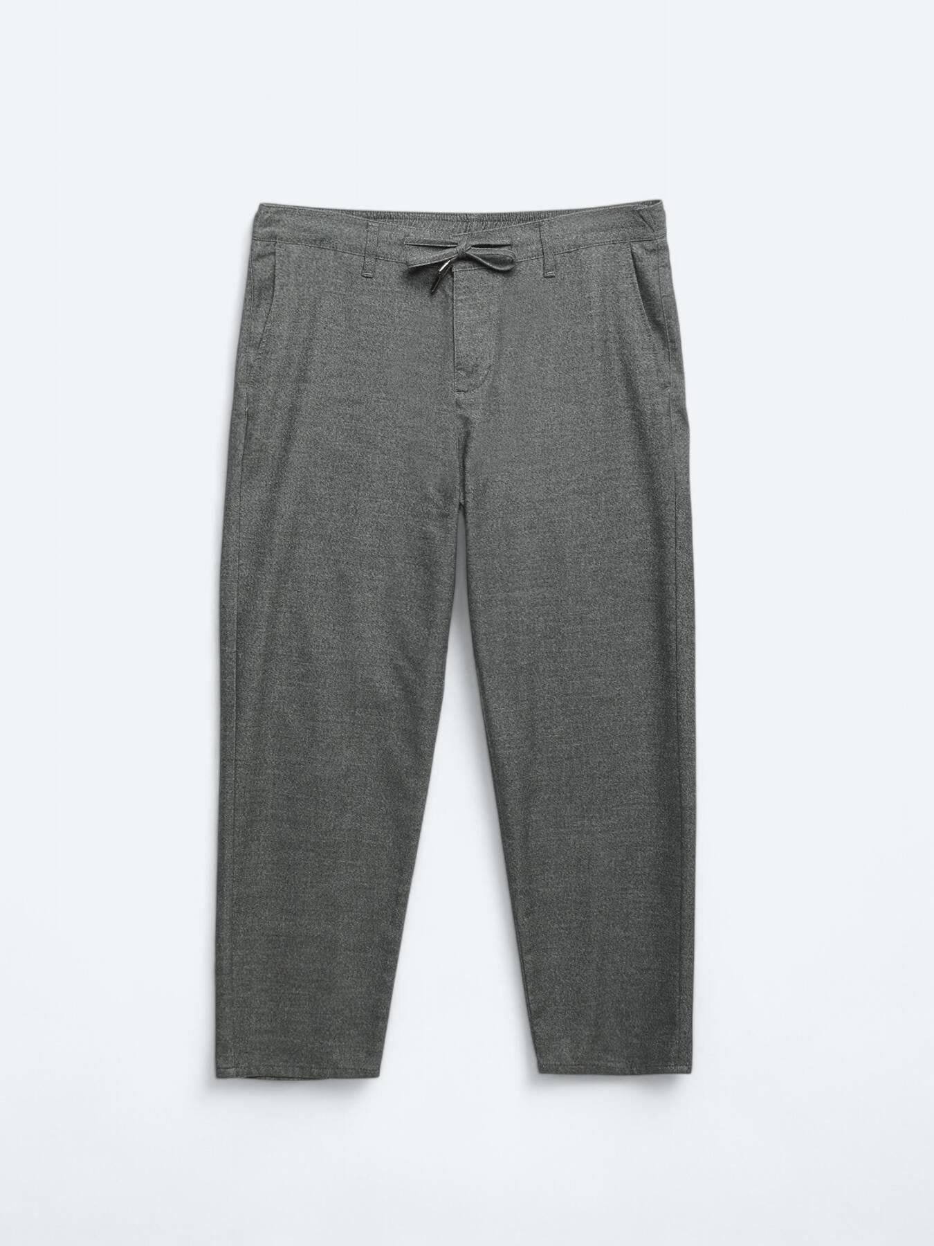 Gri Desenli Dokuma Jogging Fit Casual Pamuk Karışımlı Pantolon