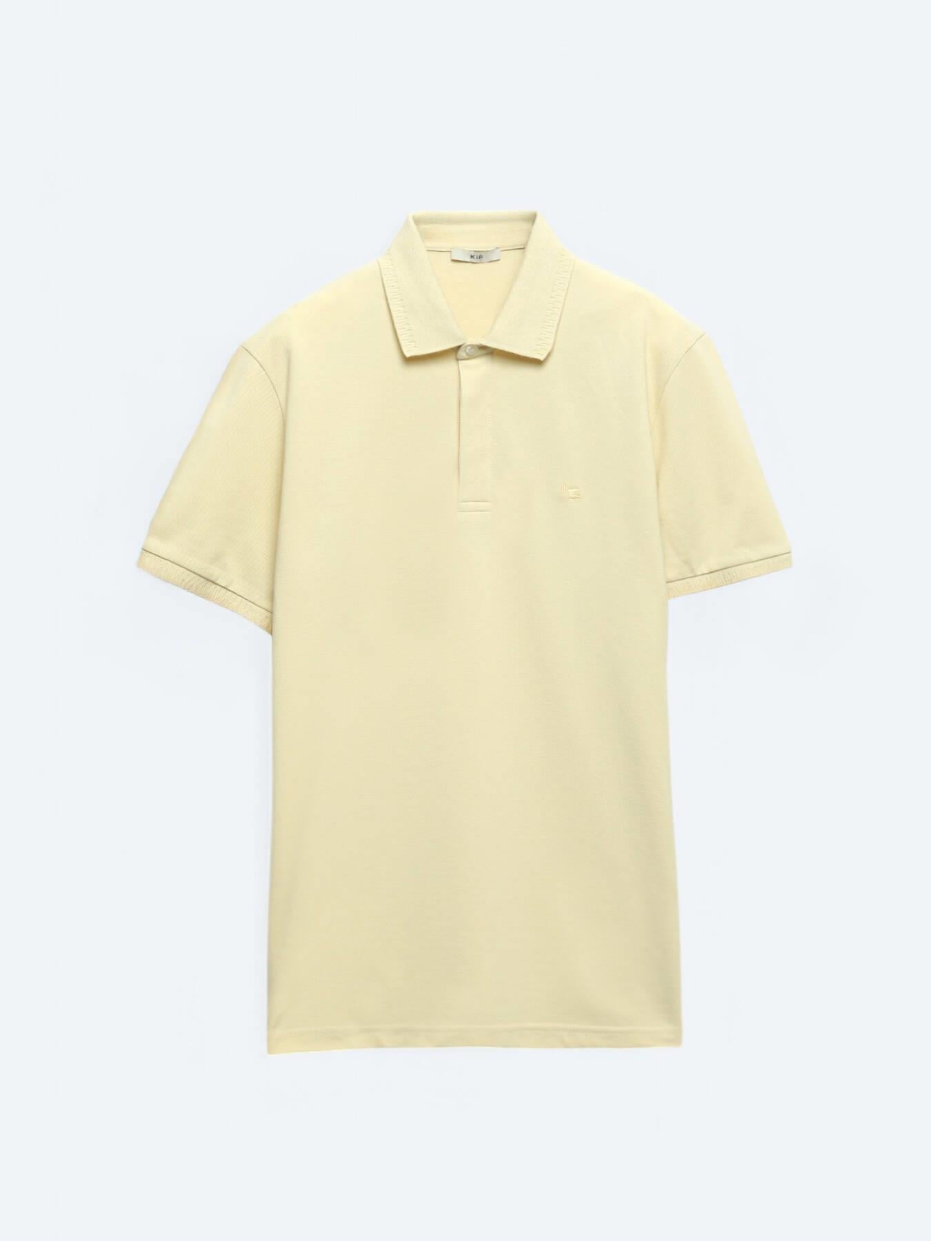 Sarı Düz Polo Yaka %100 Pamuk T-shirt