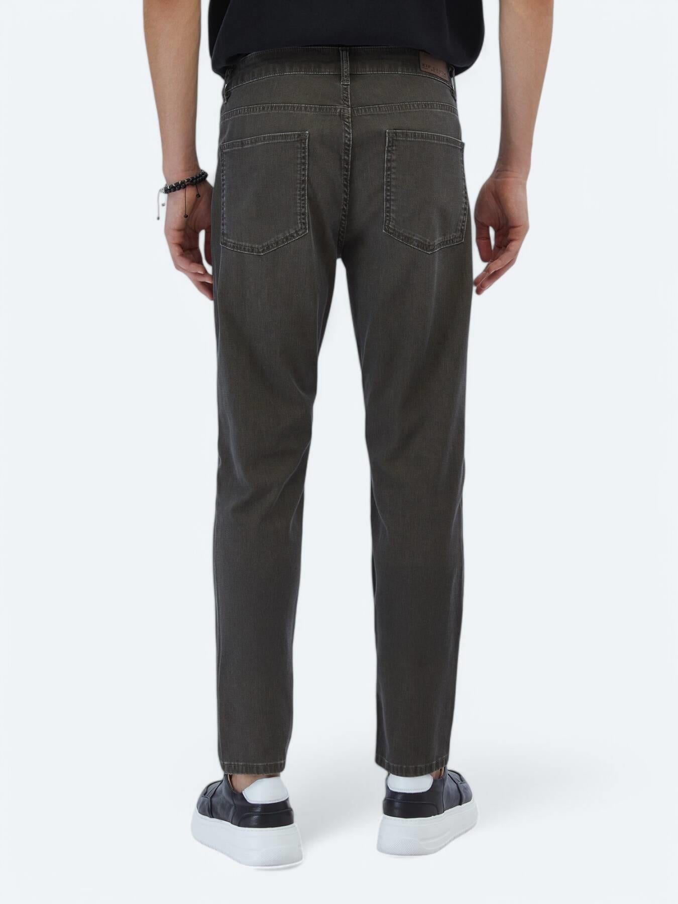 Kahverengi Slim Fit Denim Pamuk Karışımlı Pantolon