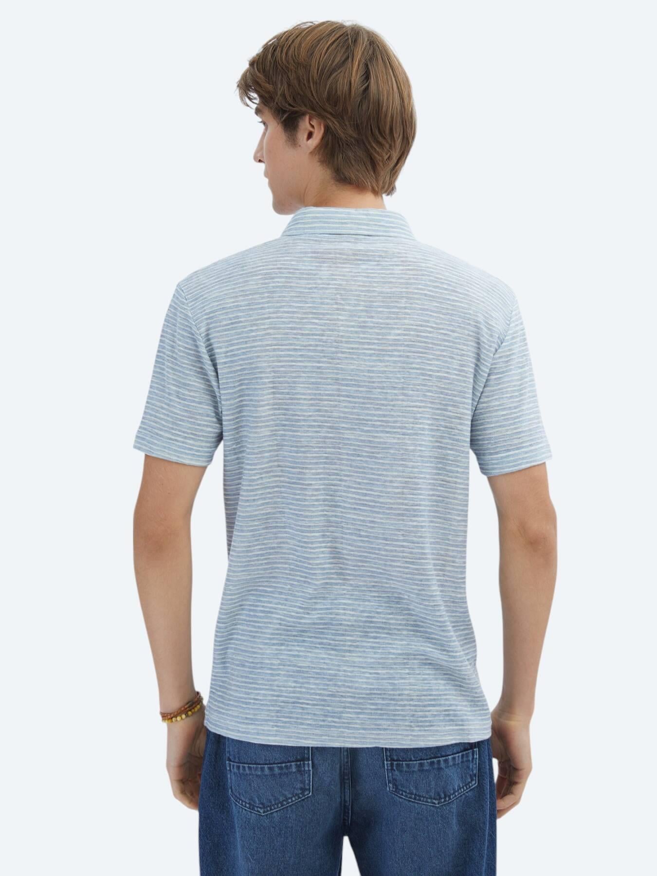 Mavi Baskılı Polo Yaka Pamuk Karışımlı T-shirt
