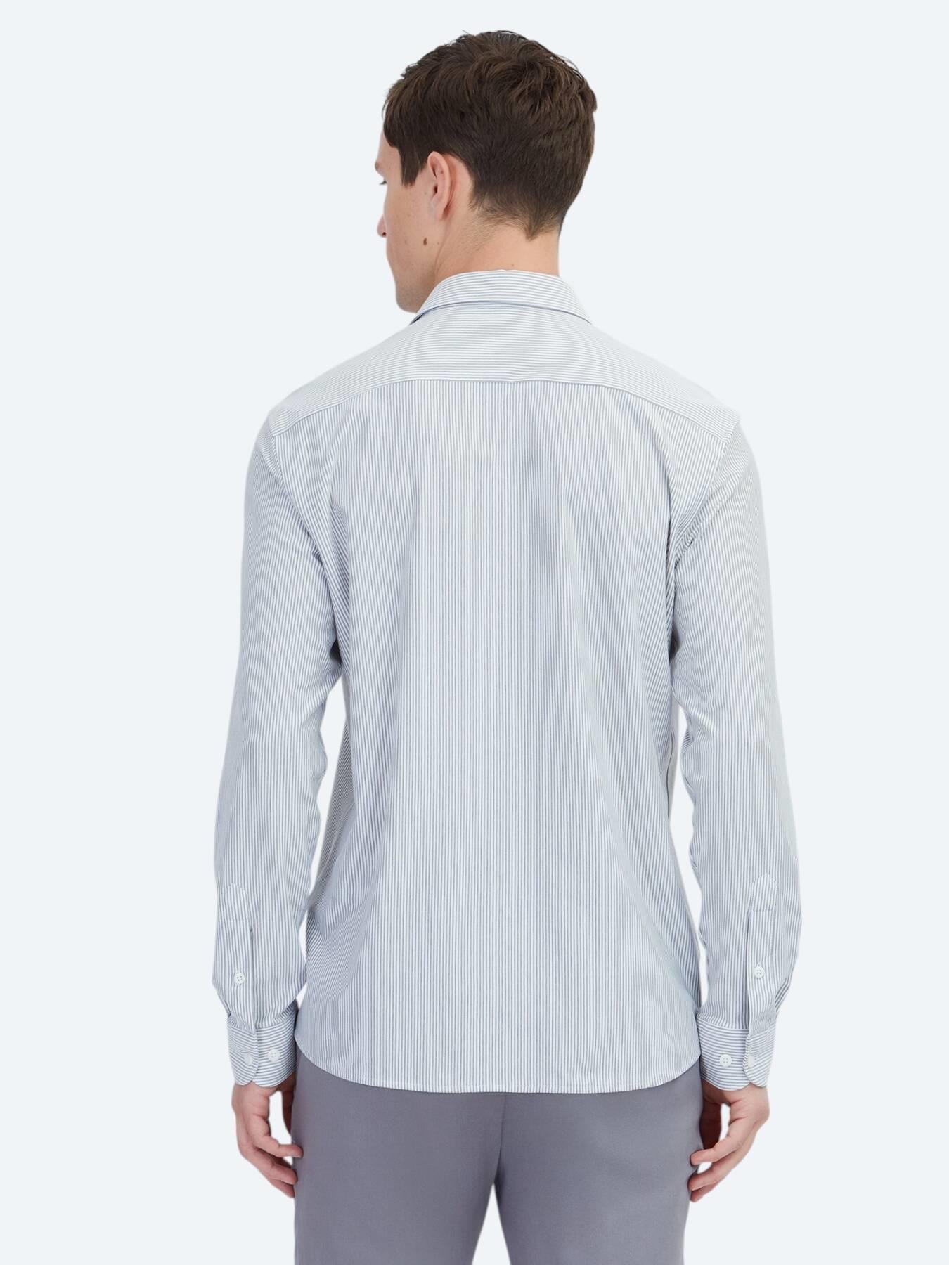 Siyah Çizgili Regular Fit Uzun Casual Pamuk Karışımlı Gömlek