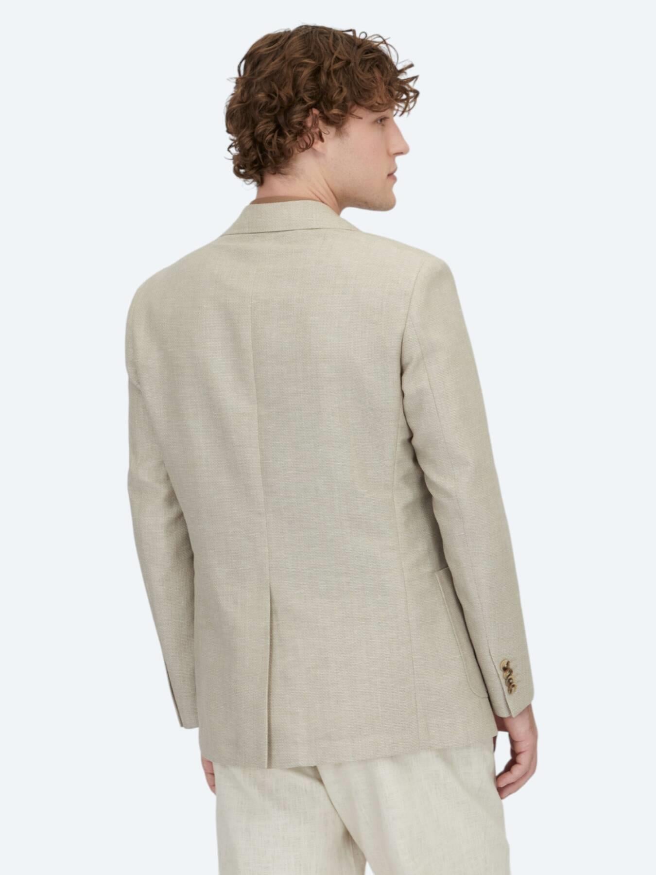 Açık Bej Düz Modern Fit Yün Karışımlı Ceket