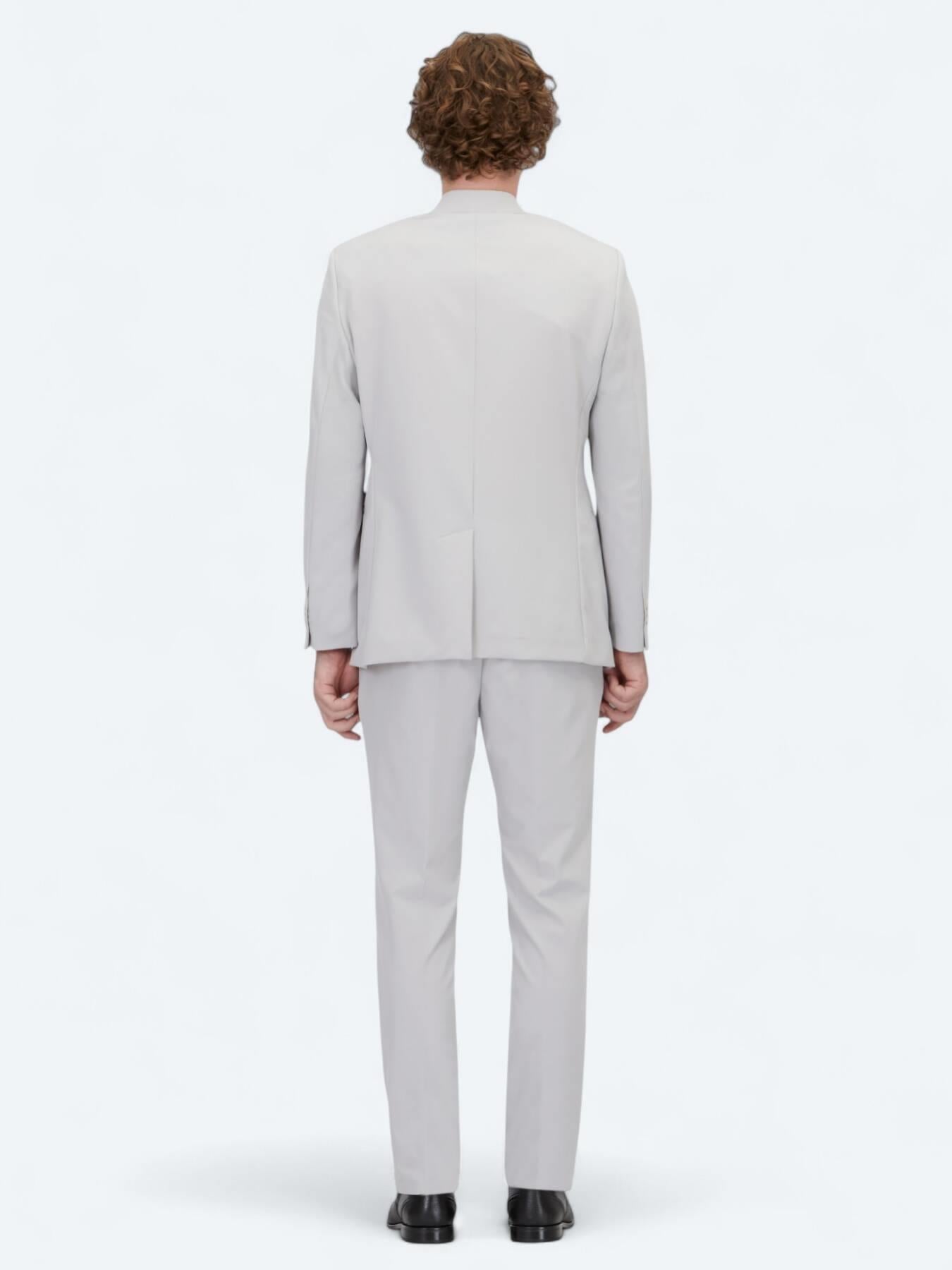 Açık Gri Düz Slim Fit Takım Elbise