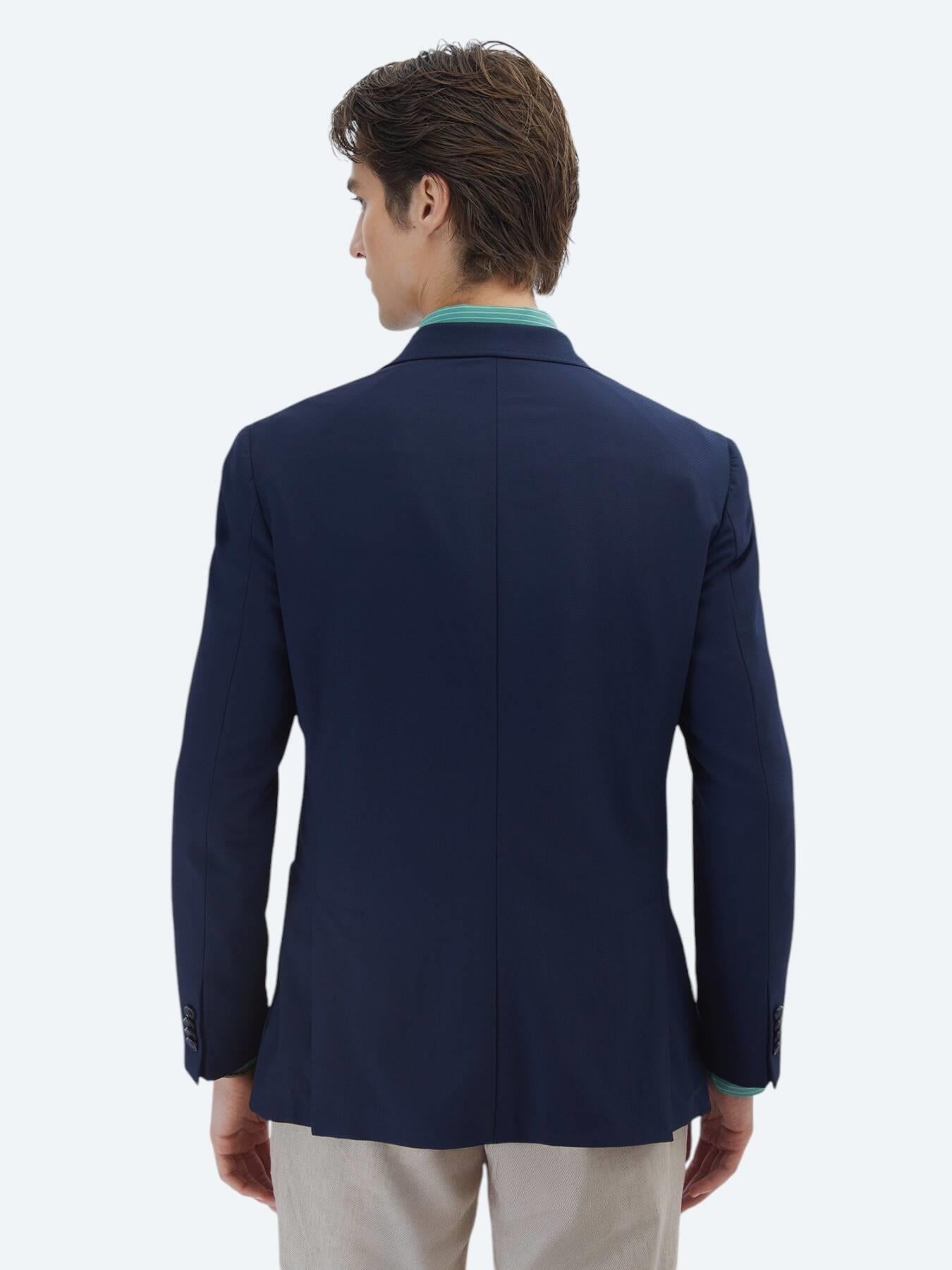 Lacivert Desenli Modern Fit Ceket