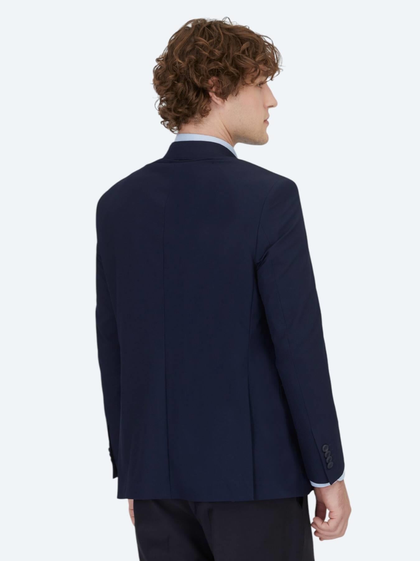 Lacivert Desenli Regular Fit Ceket