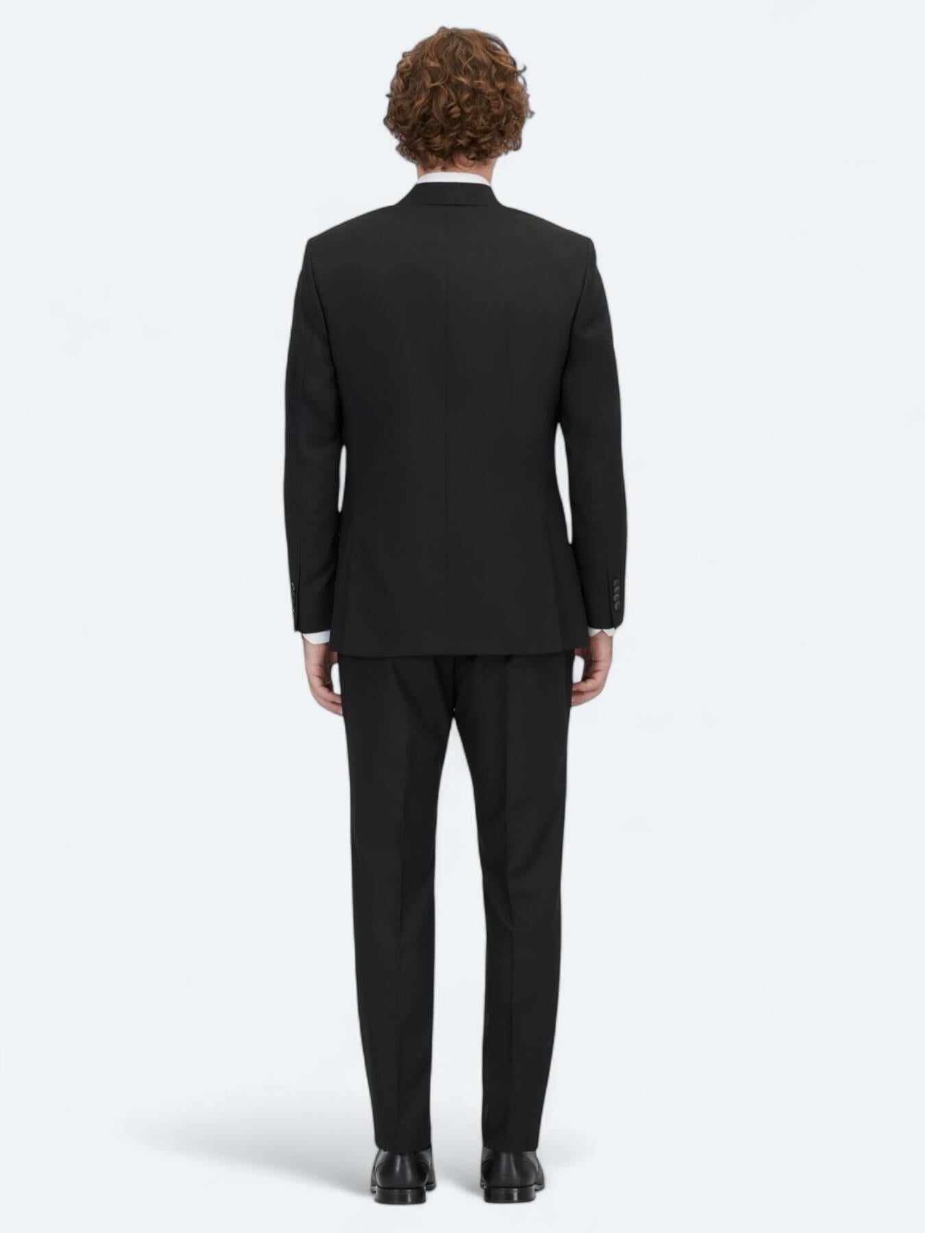 Siyah Çizgili Modern Fit Takım Elbise