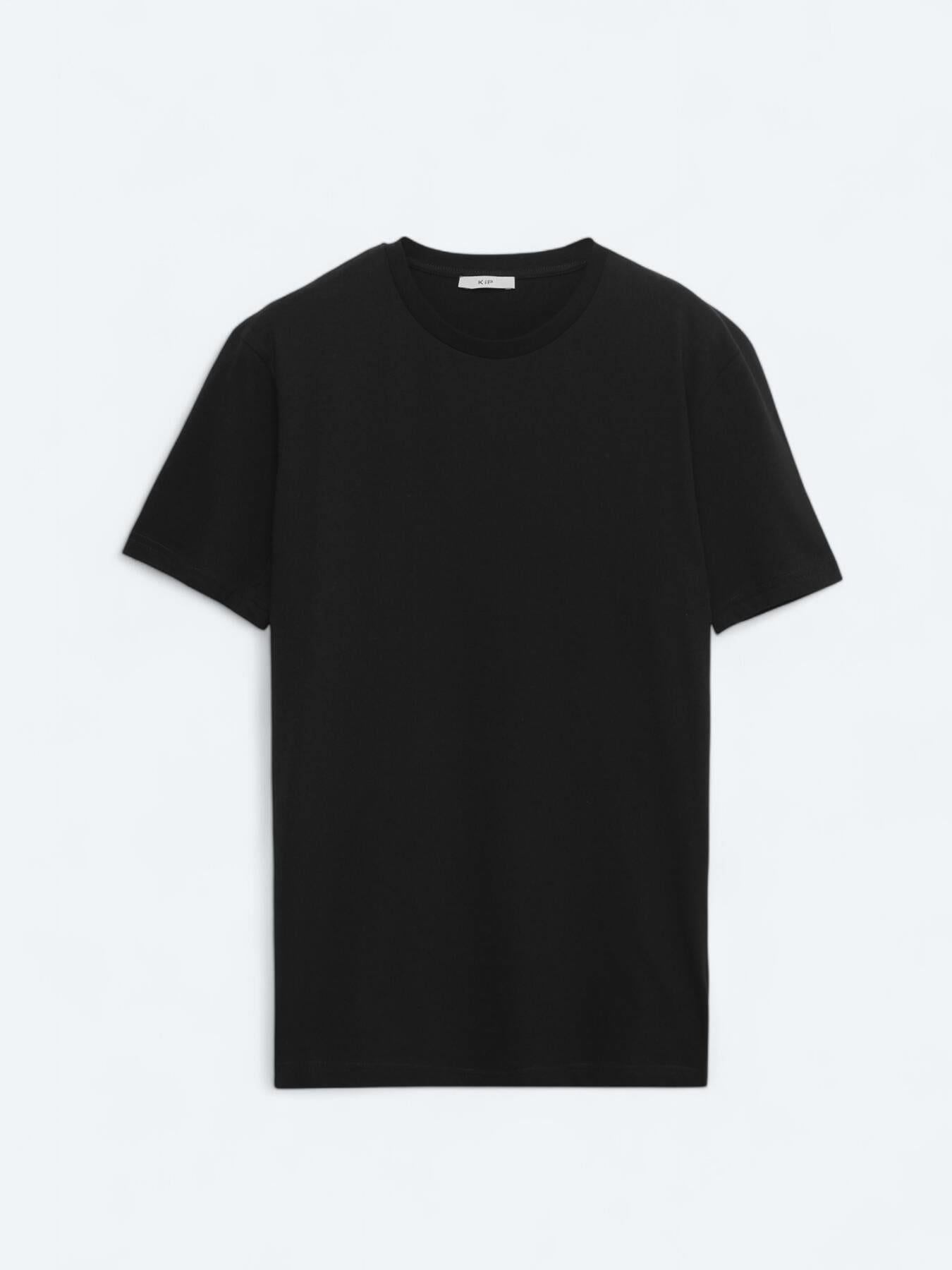 Siyah Düz Bisiklet Yaka %100 Pamuk T-shirt