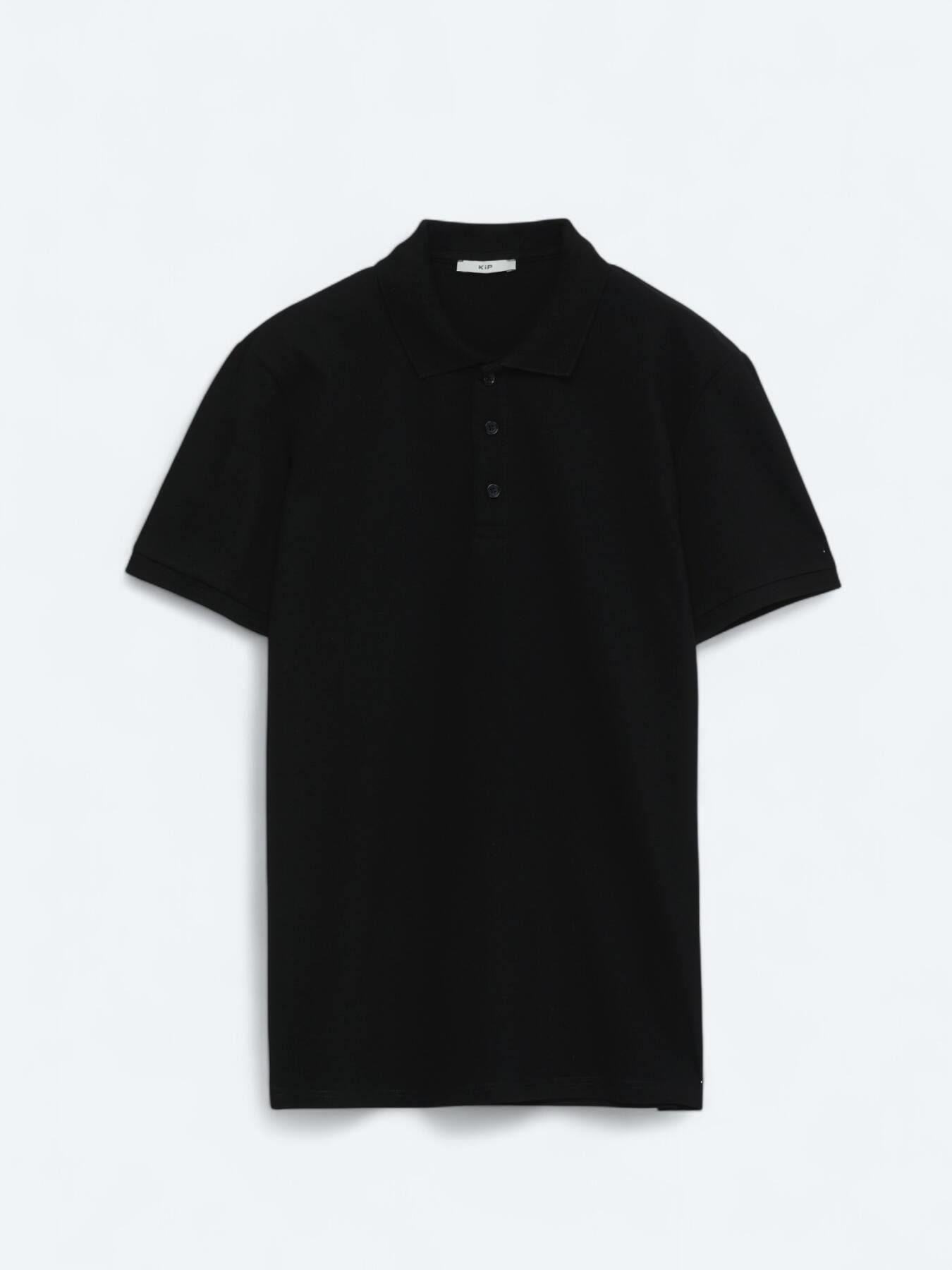 Siyah Düz Polo Yaka %100 Pamuk T-shirt