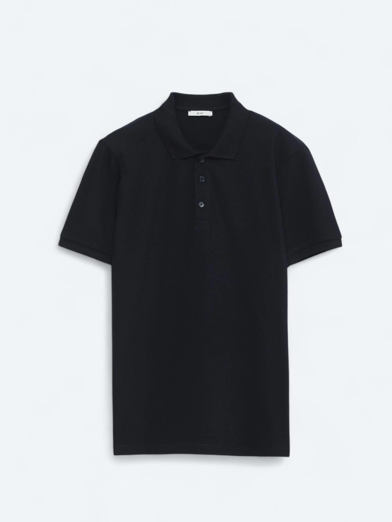 Lacivert Düz Polo Yaka %100 Pamuk T-shirt