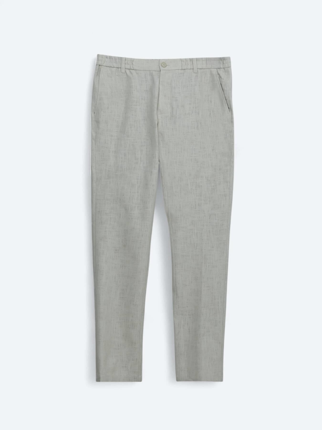 Ekru Dokuma Jogging Fit Casual Pamuk Karışımlı Pantolon