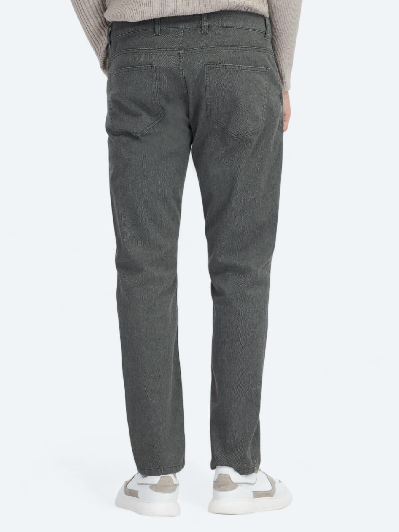 Haki Dokuma Regular Fit Casual Pamuk Karışımlı Pantolon