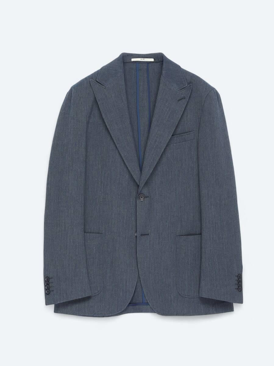 Koyu Lacivert Çizgili Modern Fit Ceket