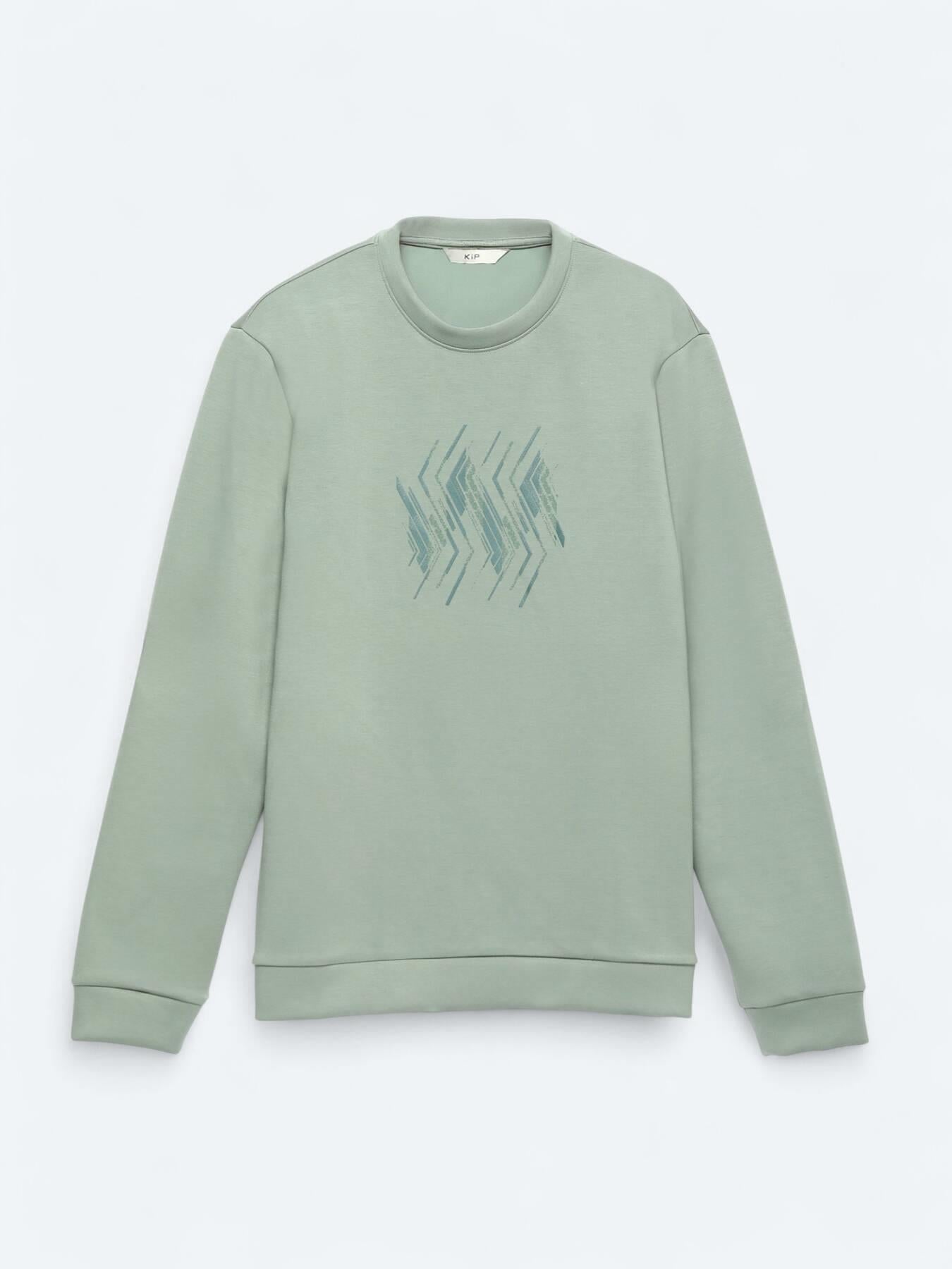 Mint Bisiklet Yaka Desenli Sweatshırt