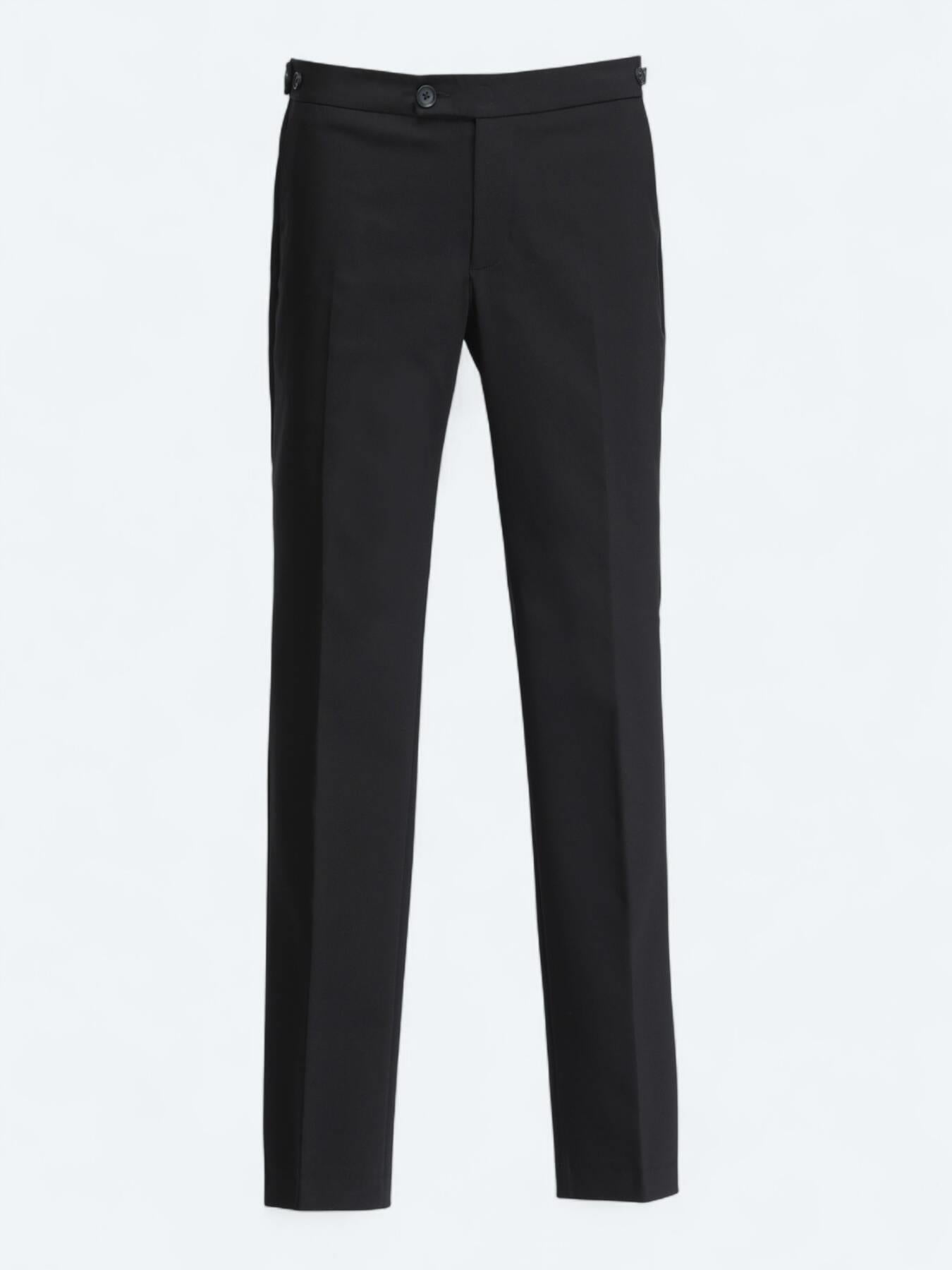 Siyah Dokuma Regular Fit Smart Casual Pamuk Karışımlı Pantolon