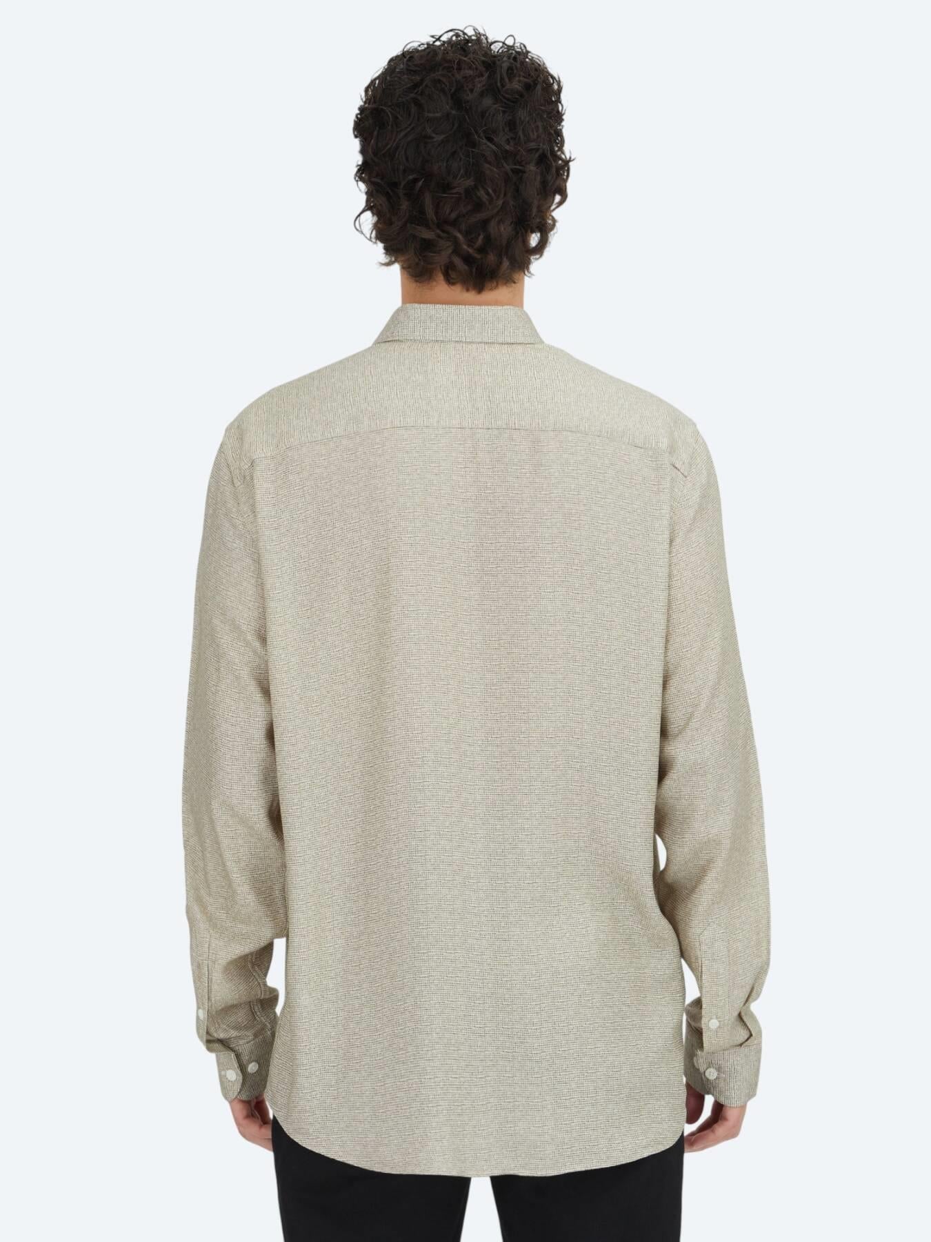 Bej Regular Fit Uzun Dokuma Casual %100 Pamuk Gömlek