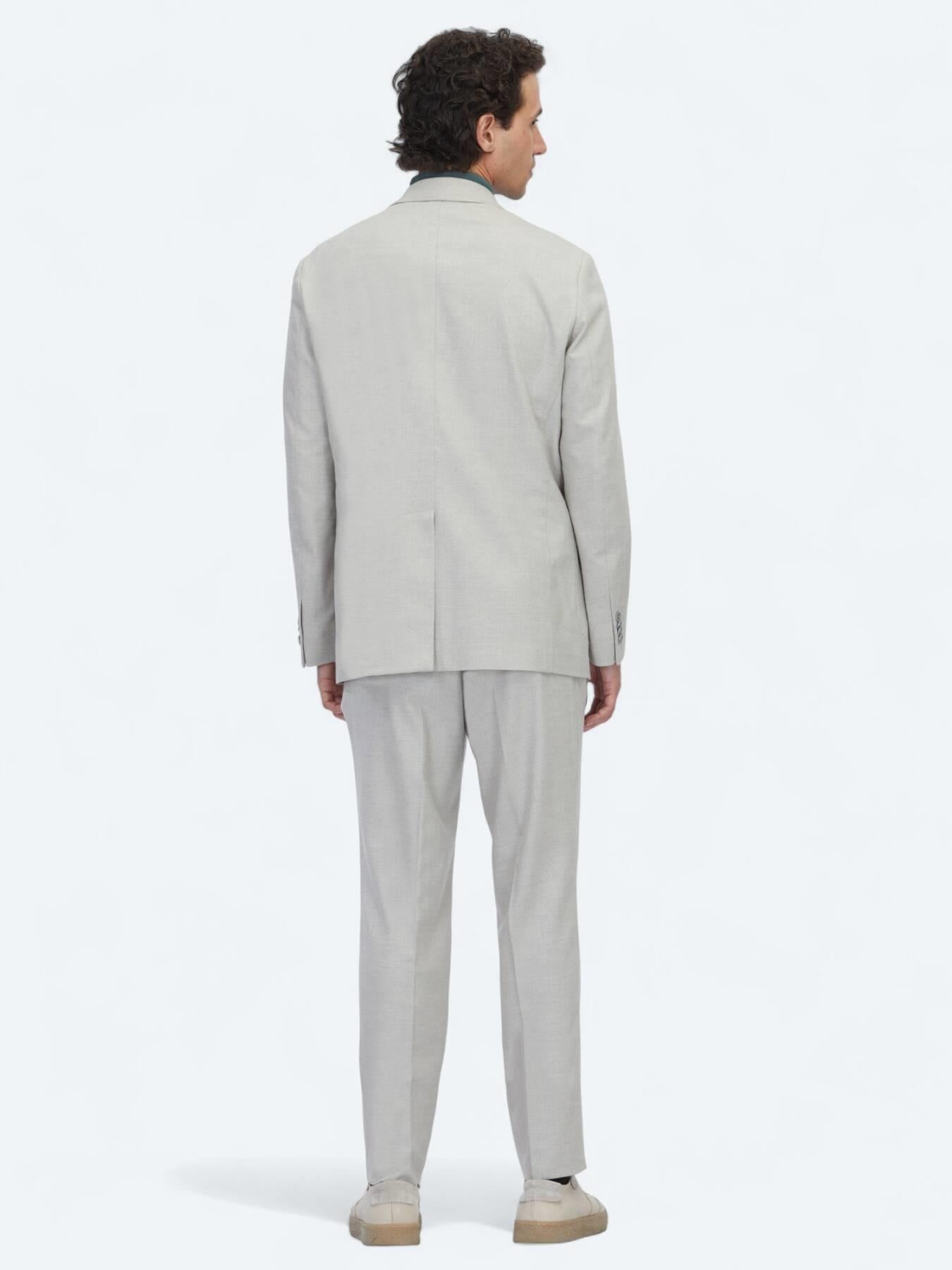Gri Desenli Comfort Fit Örme Takım Elbise