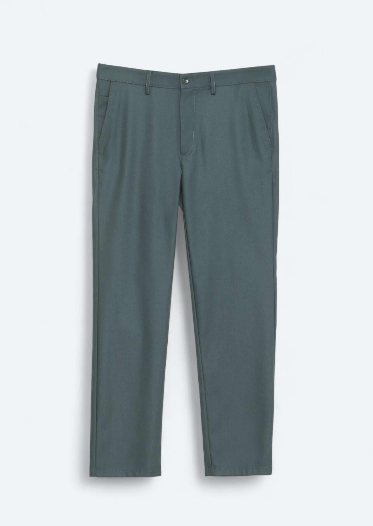 Haki Düz Dokuma Regular Fit Casual Pantolon