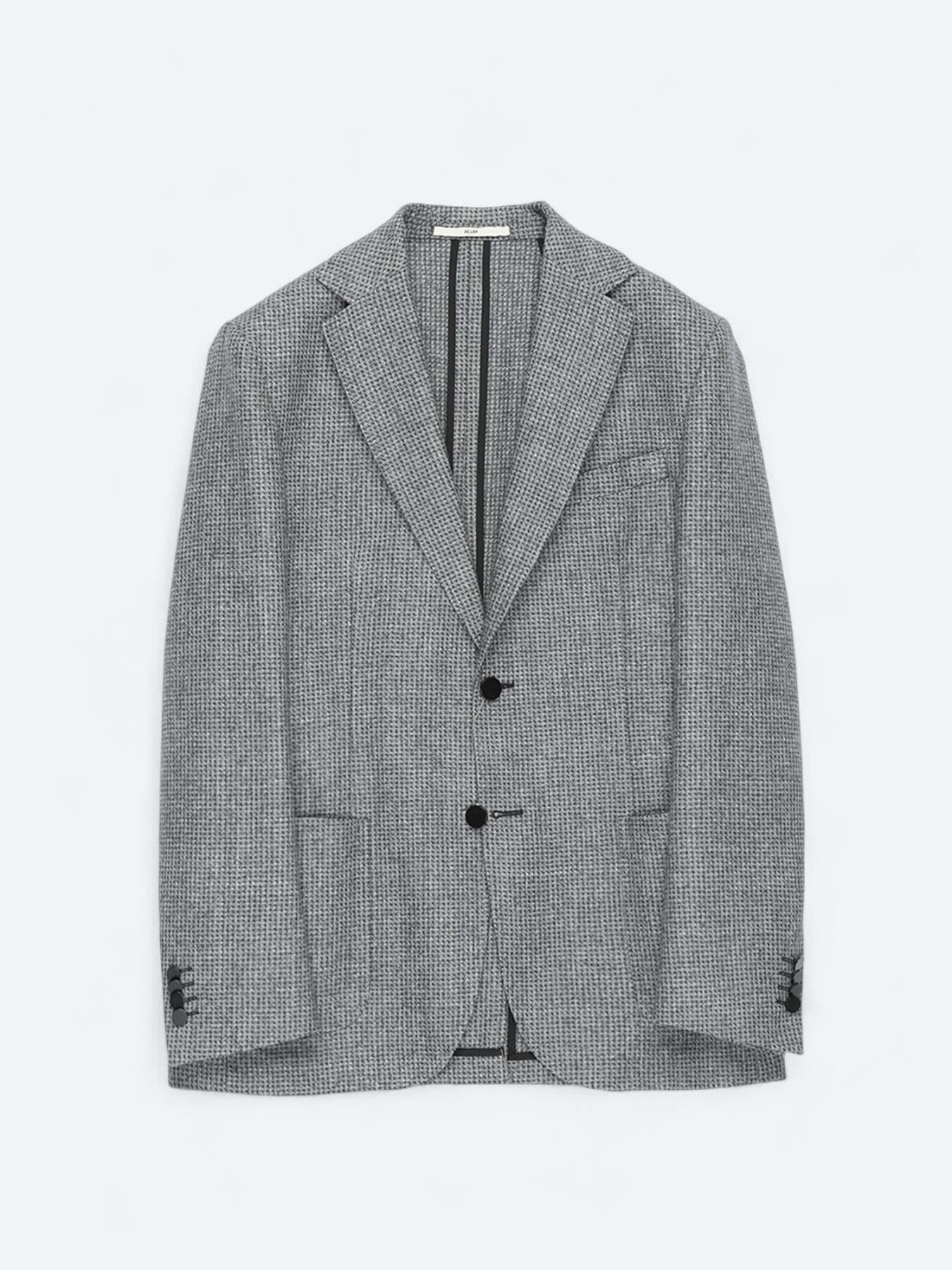 Gri Modern Fit Yün Karışımlı Ceket
