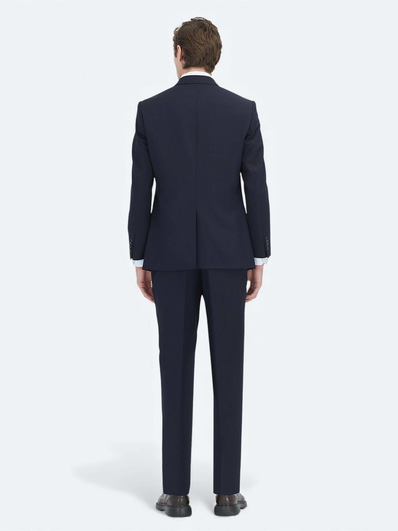 Lacivert Modern Fit Yün Karışımlı Takım Elbise