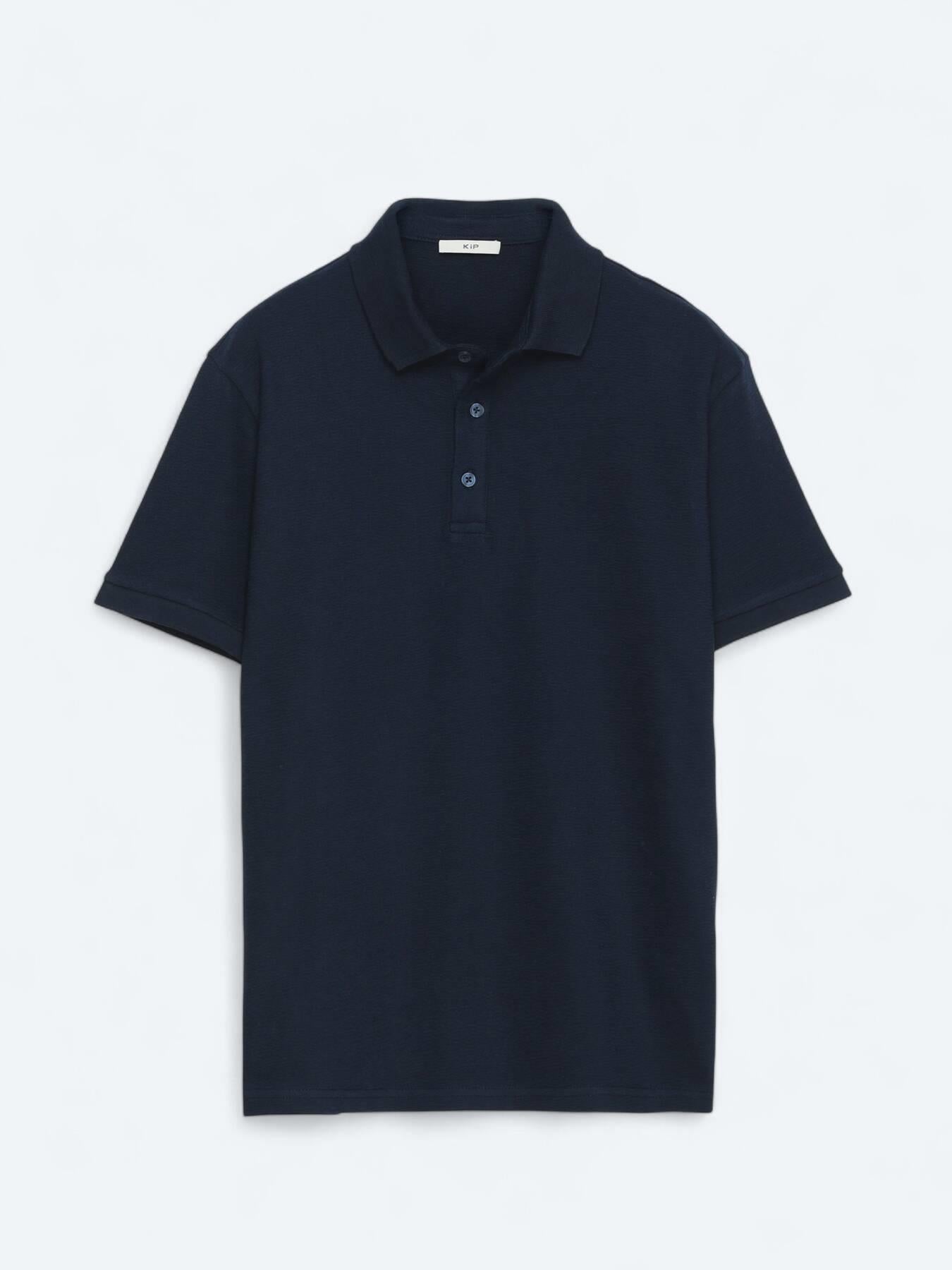 Lacivert Düz Polo Yaka %100 Pamuk T-shirt