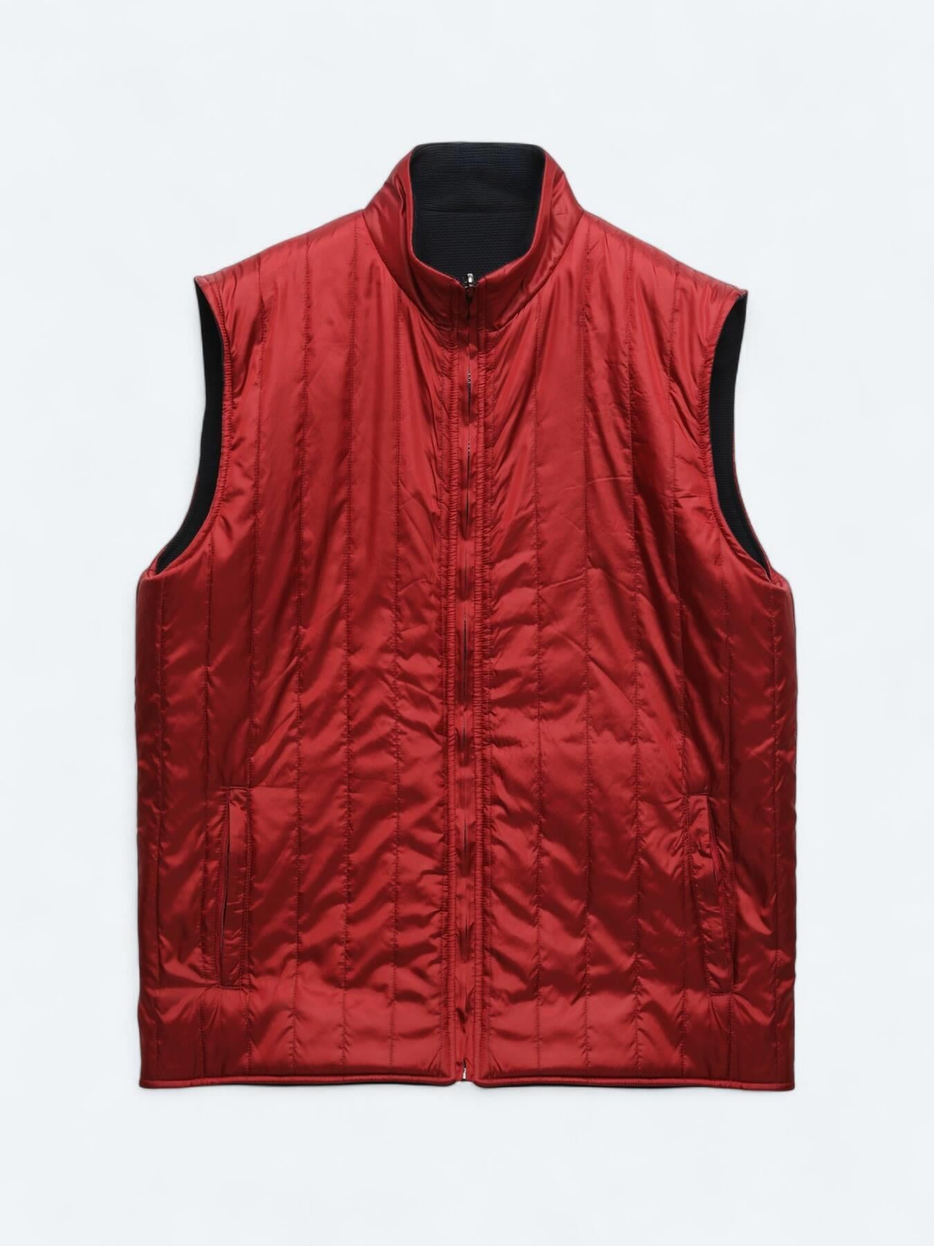 Kırmızı Regular Fit Dik Yaka Casual Örme Çift Taraflı Spor Yelek