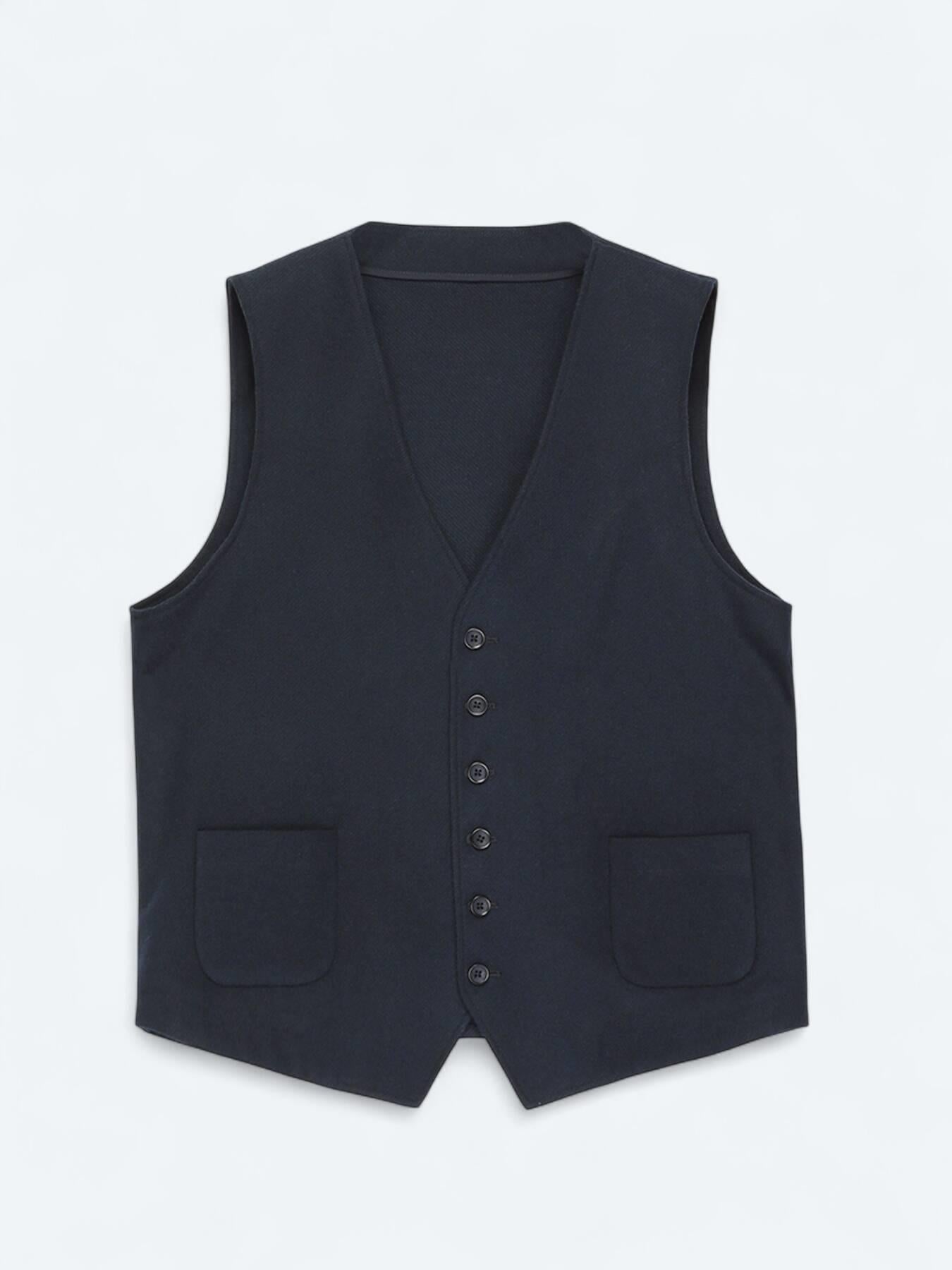 Lacivert Slim Fit Kelebek Yaka Klasik Yelek
