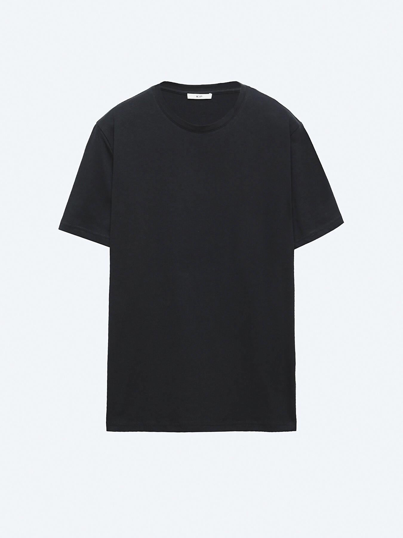 Unisex Siyah Düz Bisiklet Yaka %100 Pamuk T-shirt
