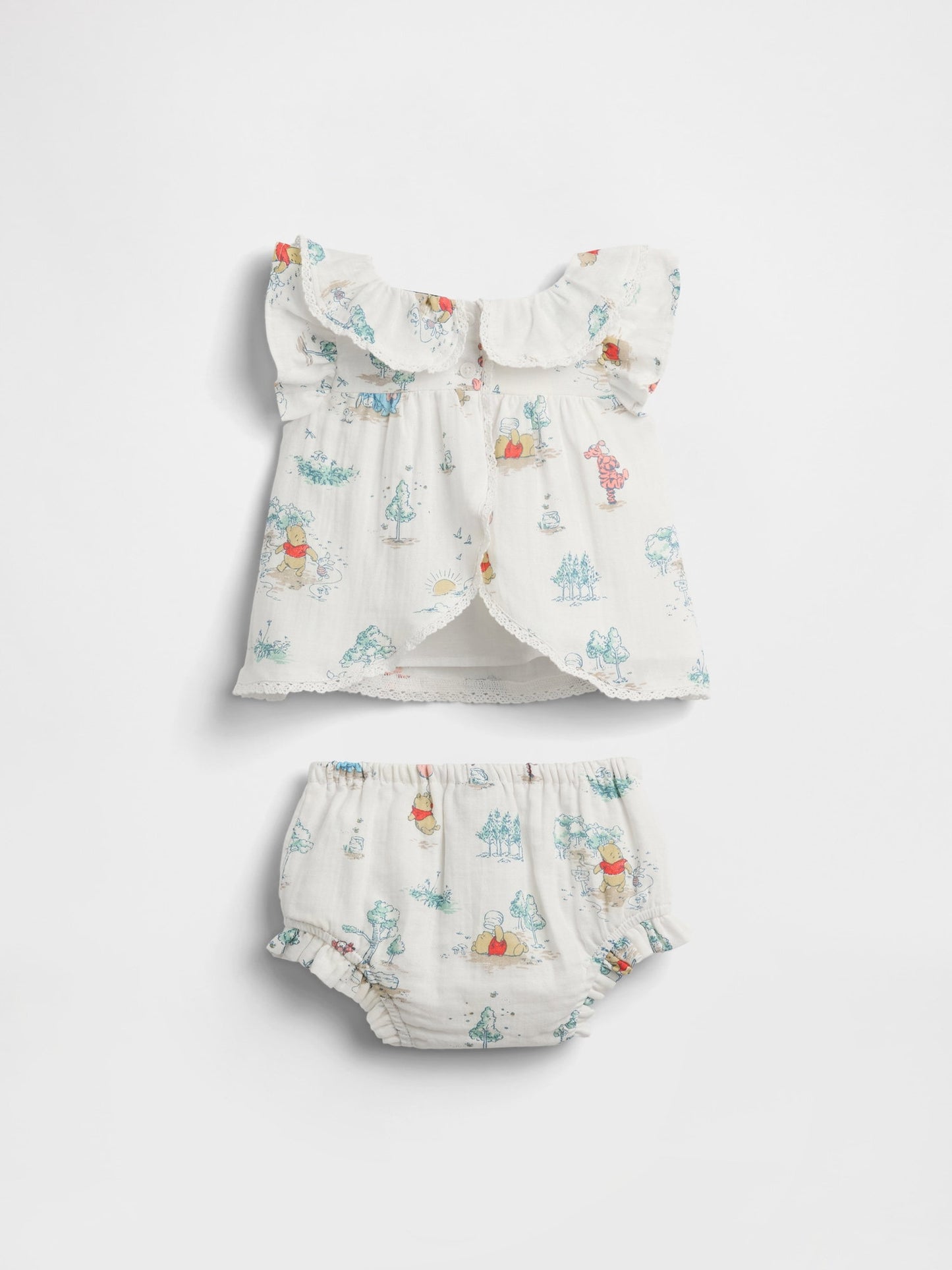 Beyaz Winnie The Pooh Pamuk Gauze Outfit Set