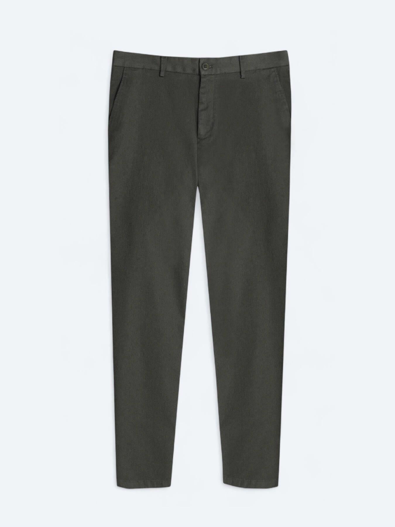 Açık Yeşil Düz Dokuma Regular Fit Casual Pamuk Karışımlı Pantolon