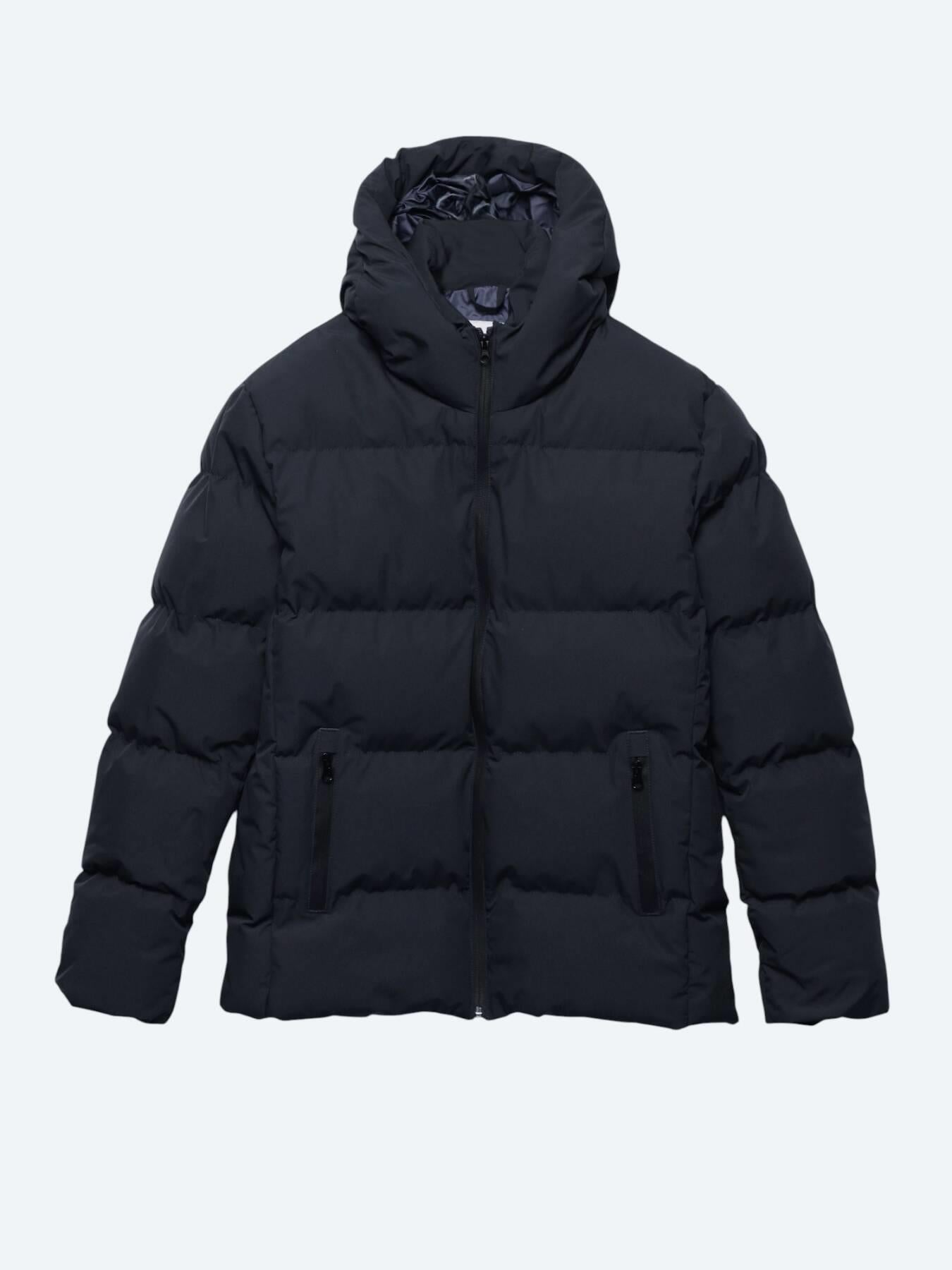 Lacivert Regular Fit Kapüşonlu Casual Dokuma Mont
