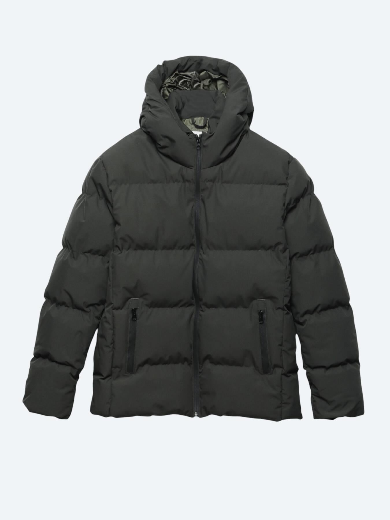 Haki Regular Fit Kapüşonlu Casual Dokuma Mont