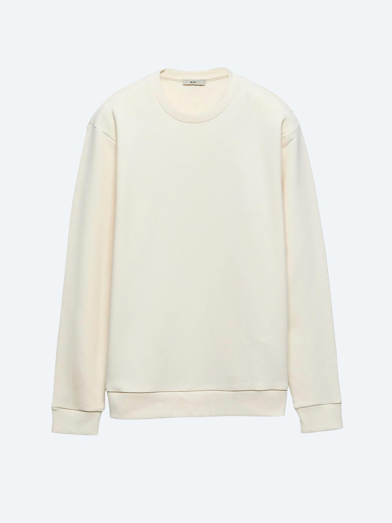 Ekru Bisiklet Yaka Sweatshırt