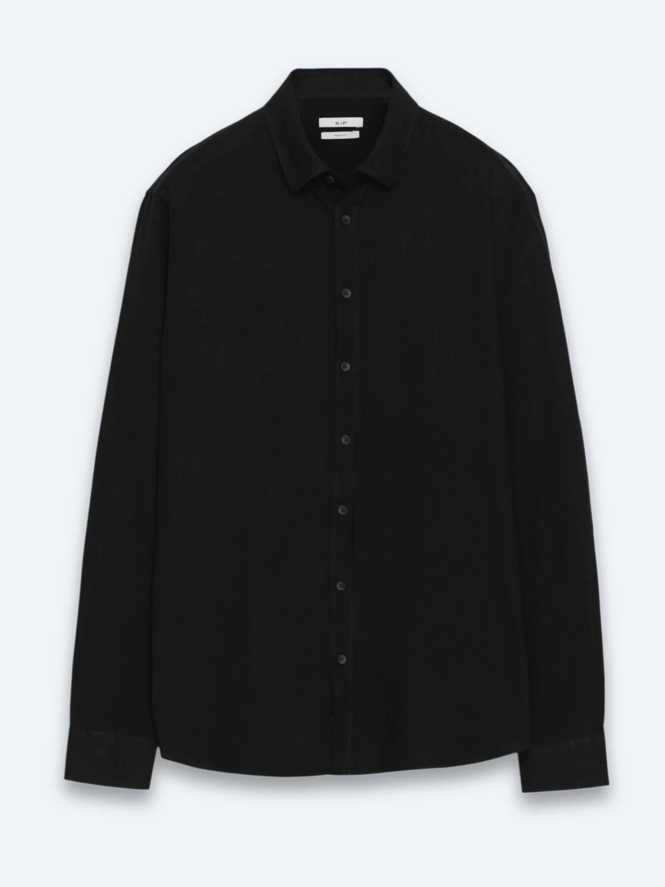 Siyah Düz Regular Fit Uzun Dokuma Casual %100 Pamuk Gömlek