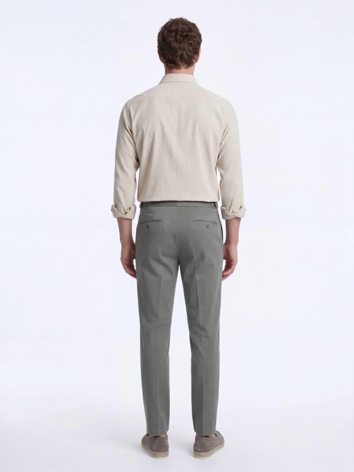 Bej Çizgili Regular Fit Uzun Dokuma Casual Gömlek