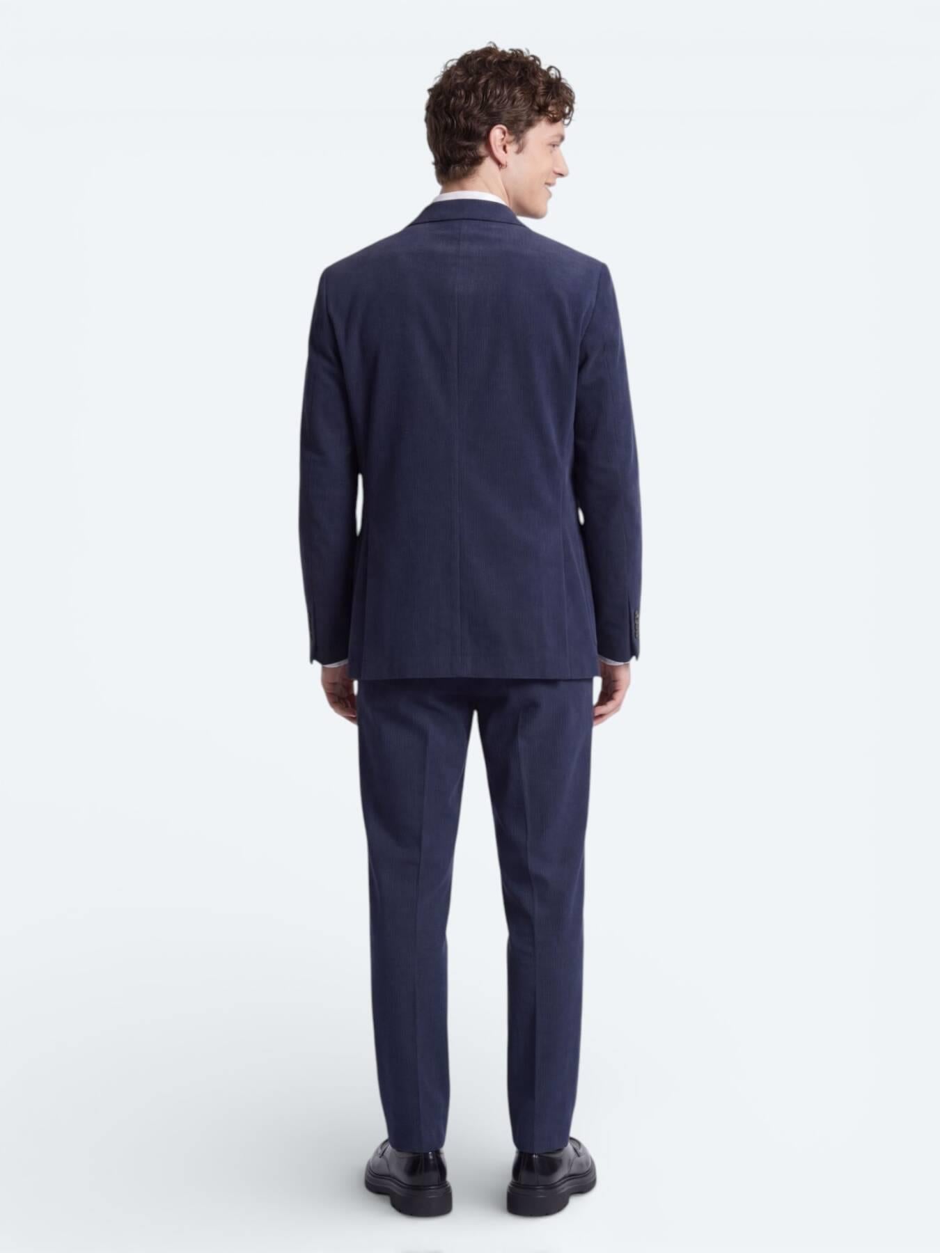 Lacivert Çizgili Modern Fit Takım Elbise